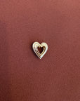Pave Diamond Groovy Heart Big Bead front view on brown background