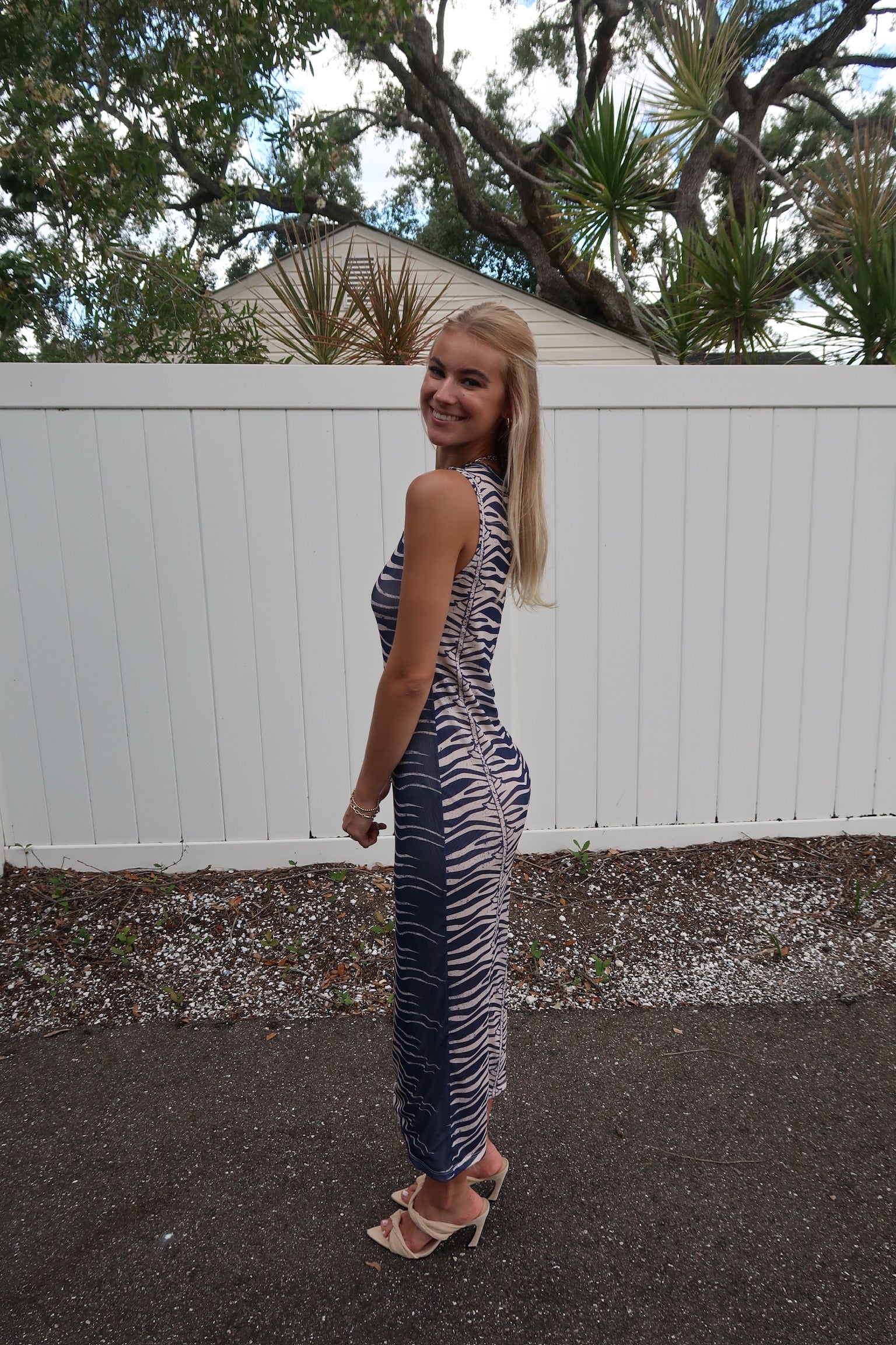 Salty Dress Navy Snake side view