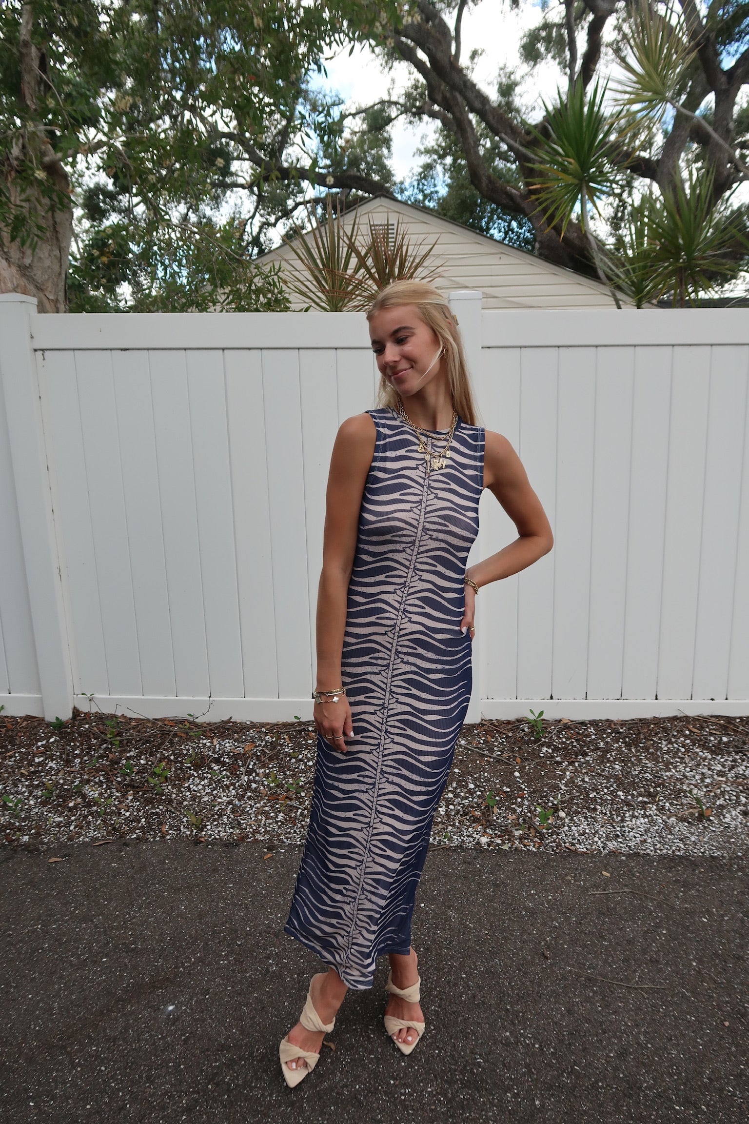 Salty Dress Navy Snake front view