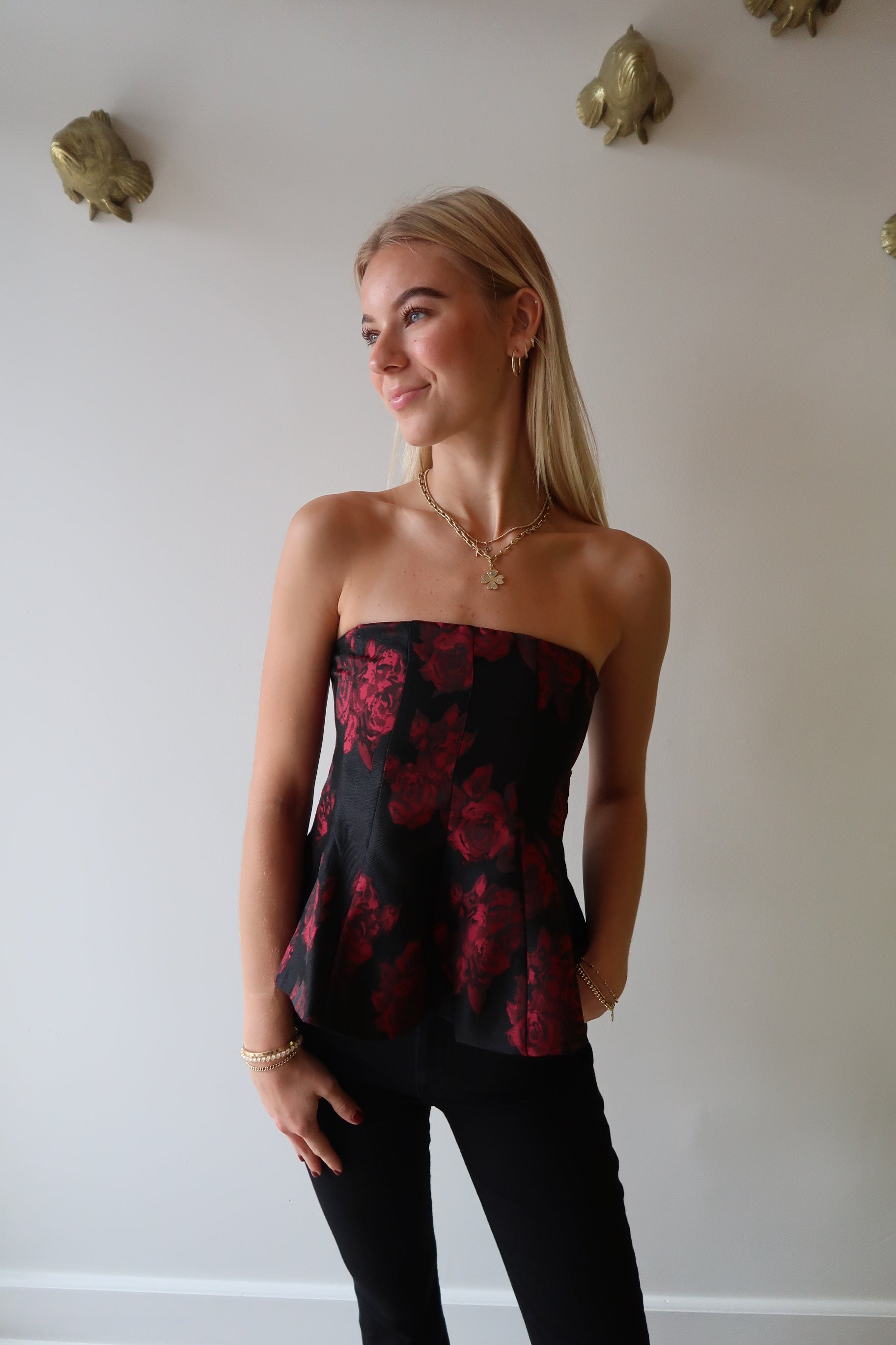 Piper Strapless Rose Top front