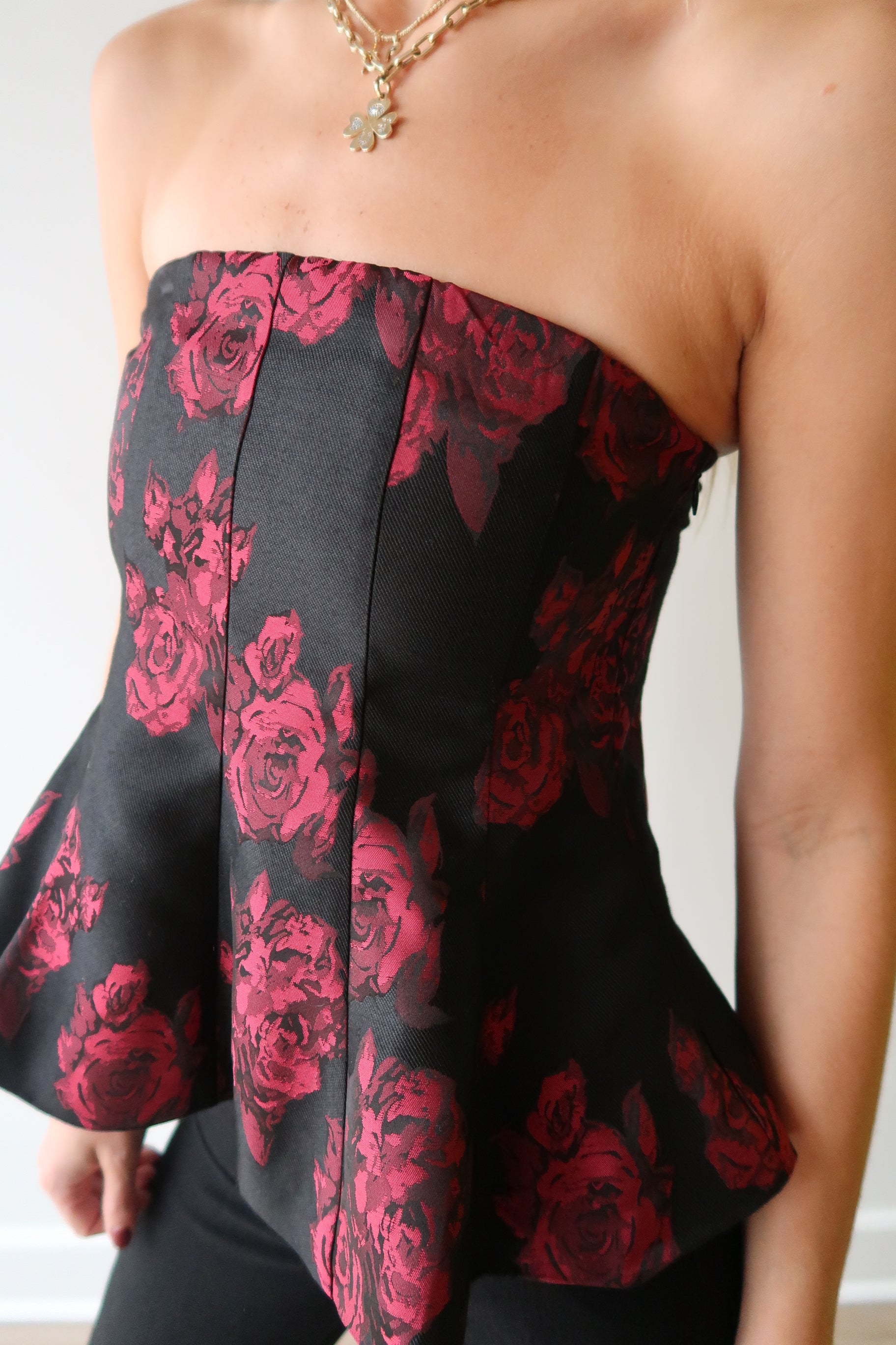 Piper Strapless Rose Top close up