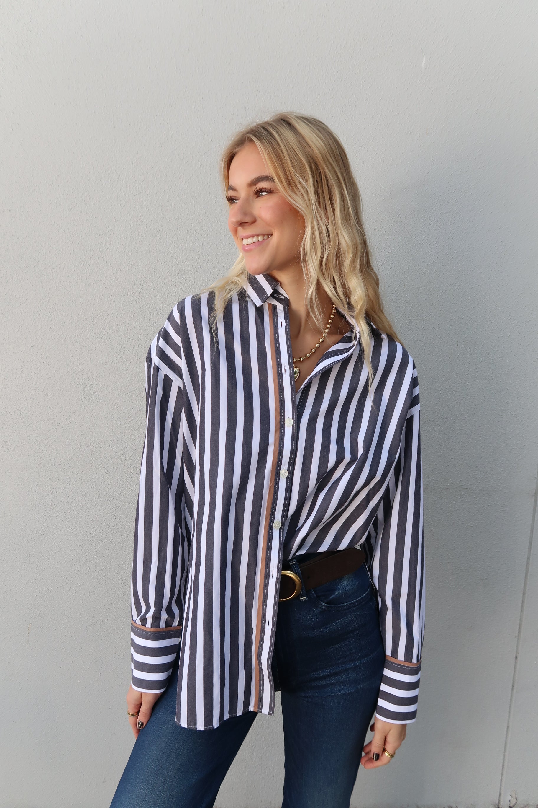 Gillian Stripe Long Sleeve Shirt front