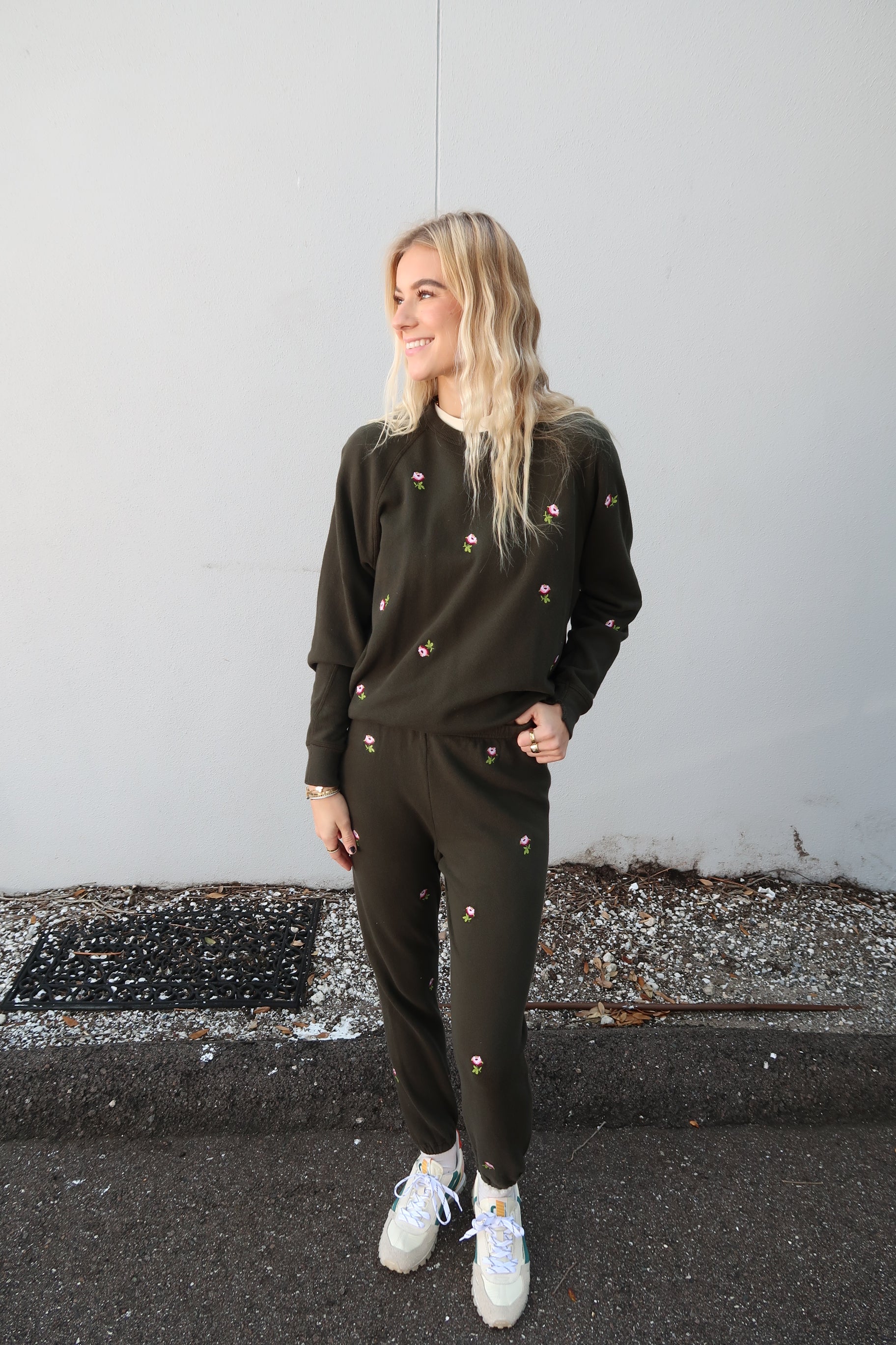 The College Sweatshirt Roses full body front