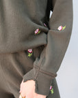The College Sweatshirt Roses cuff detail