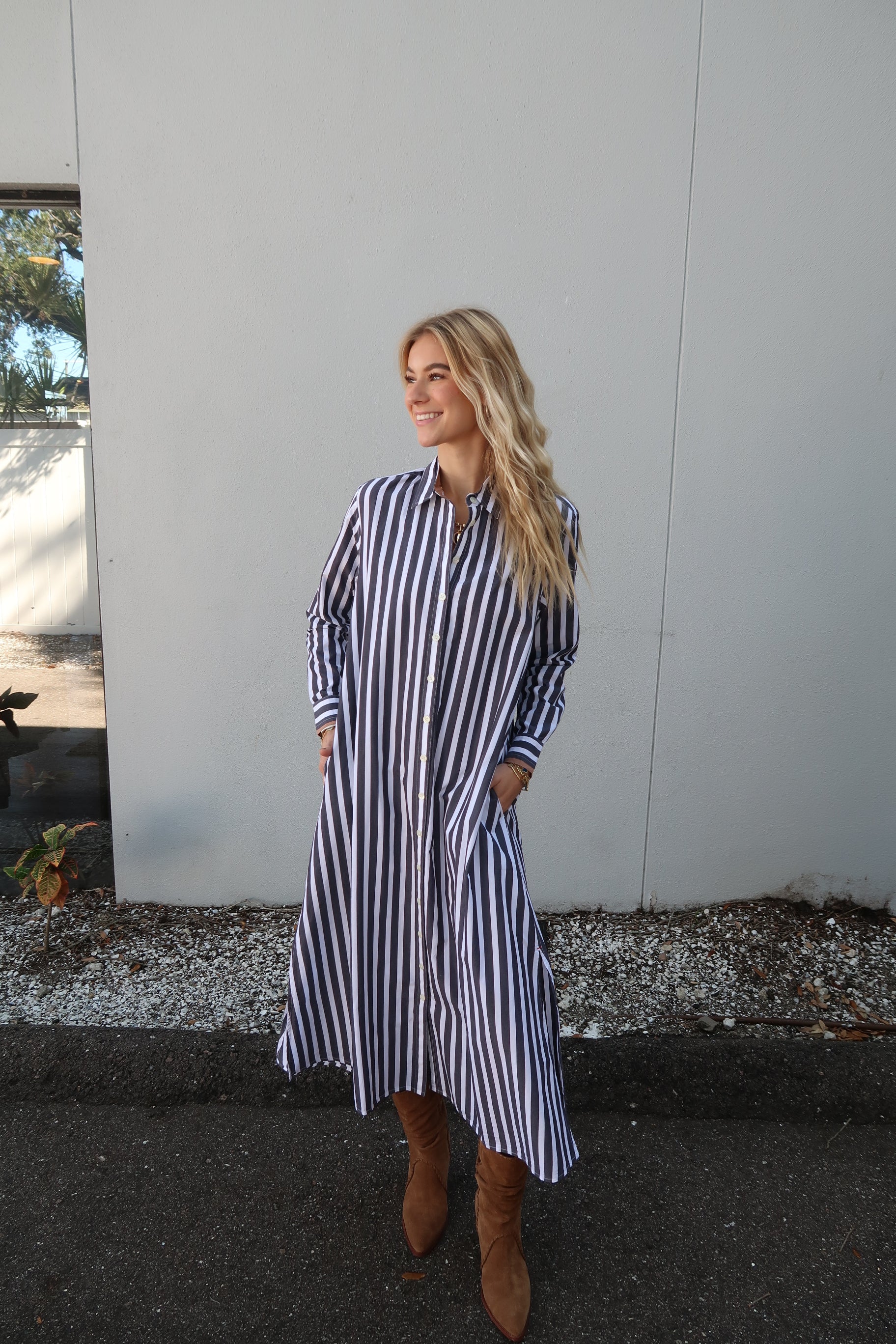 Boden Stripe Dress full body front