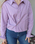 The Shorty Shirt Stripe with crossover buttoned