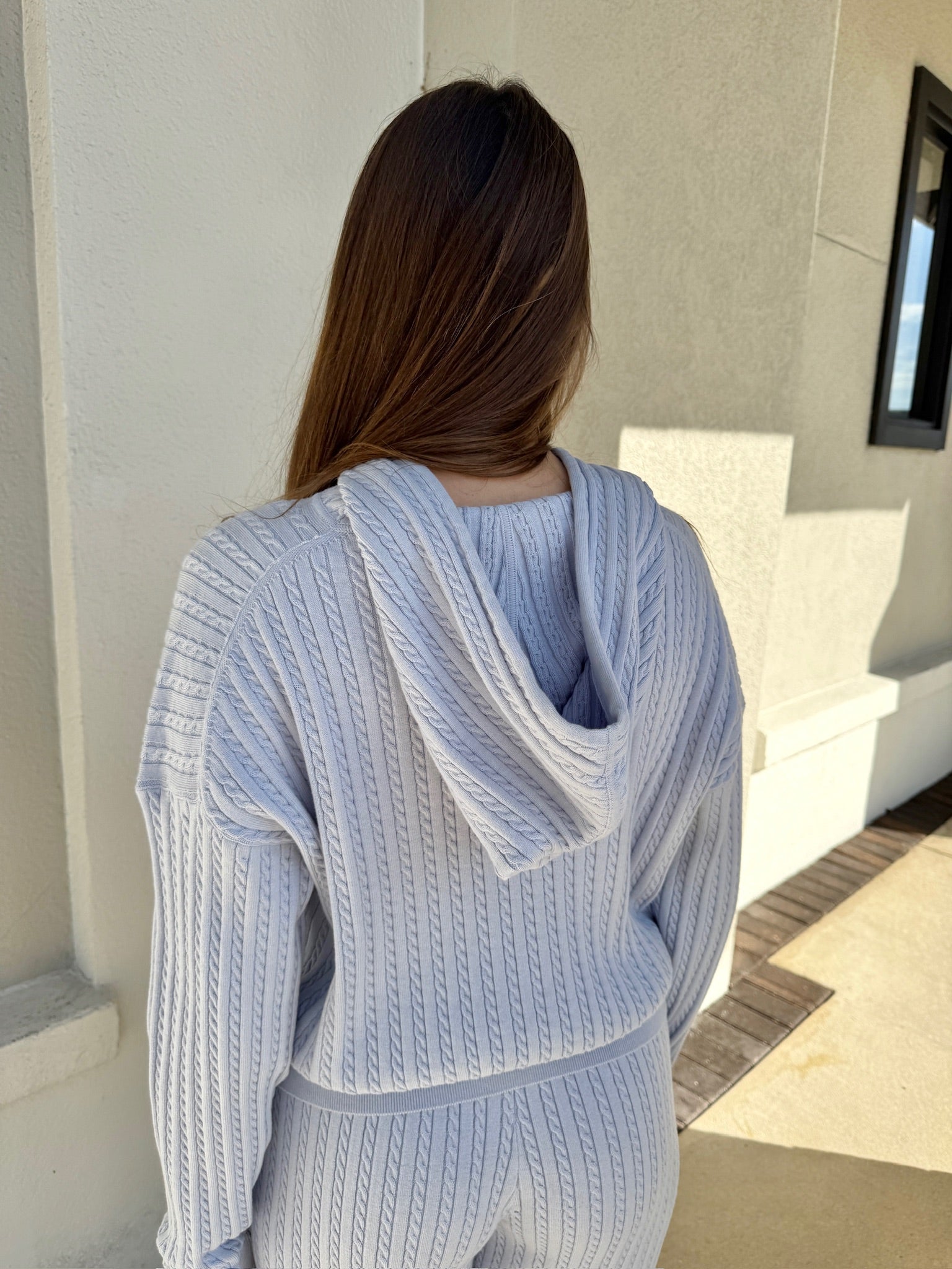 Cable Cashmere Hoodie back
