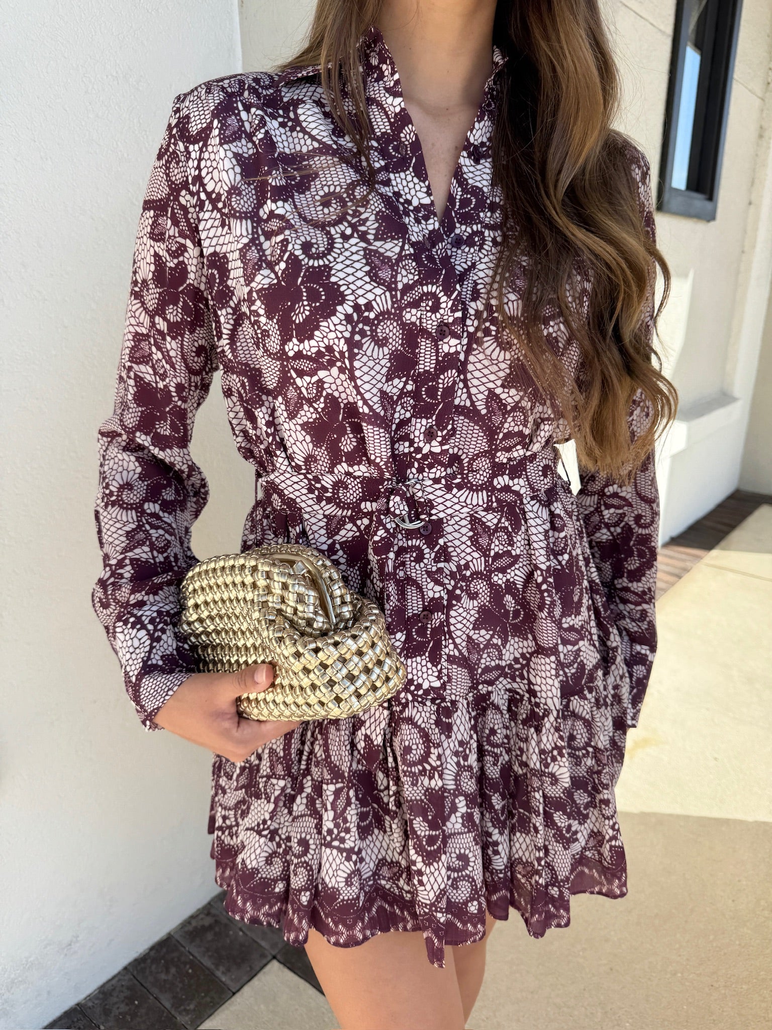 Pilar Lace Print Mini Dress close up