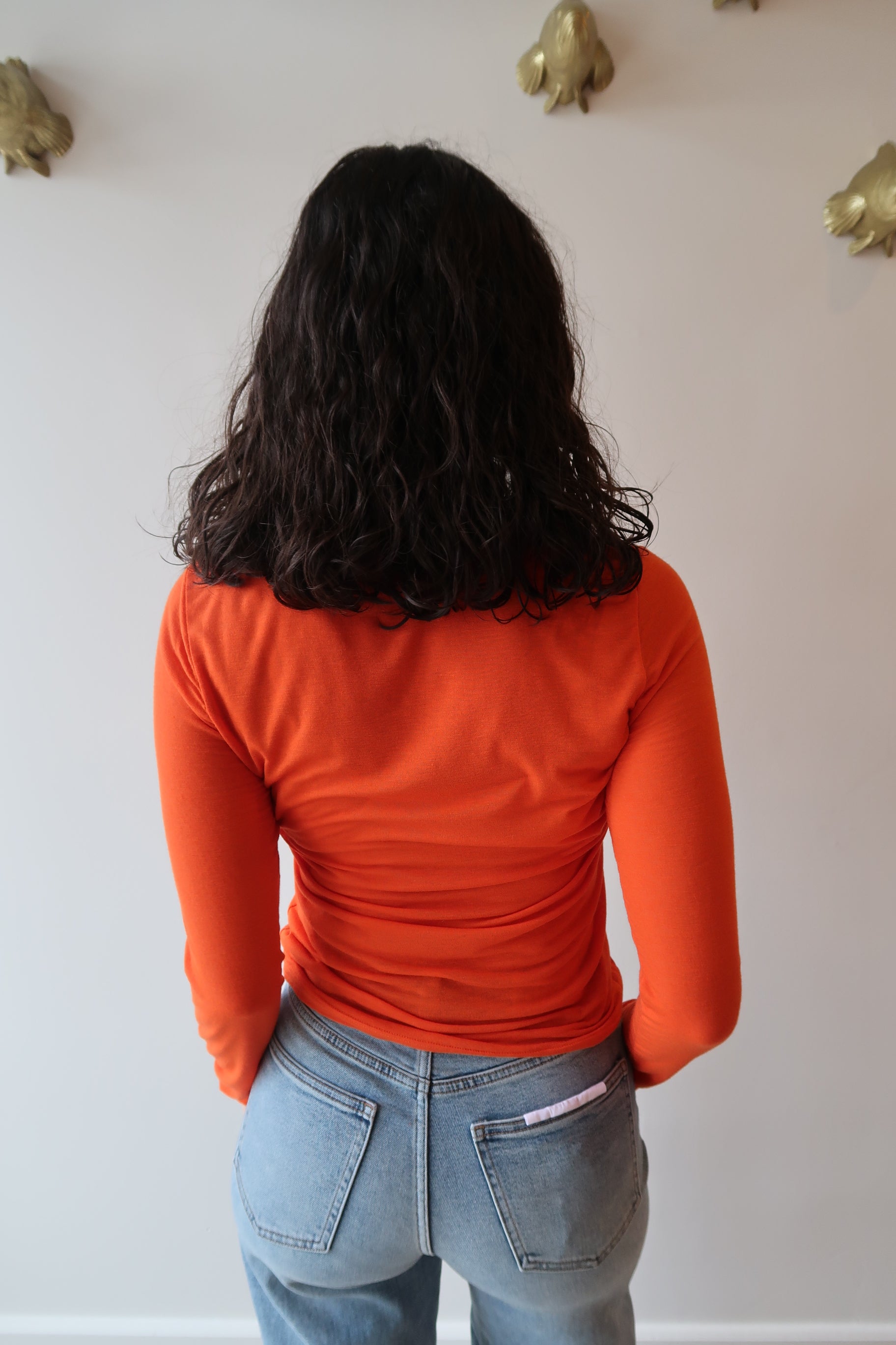 Jersey Long Sleeve Turtleneck in Nectarine back