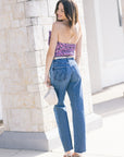 Jullie Jacquard Bustier Top and The Tux Sidestepper Sneak Fray full body back