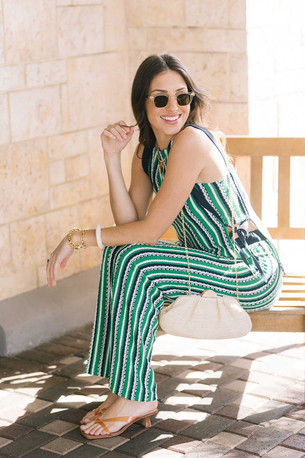 Brenner Knit Straight Leg Pant model sitting