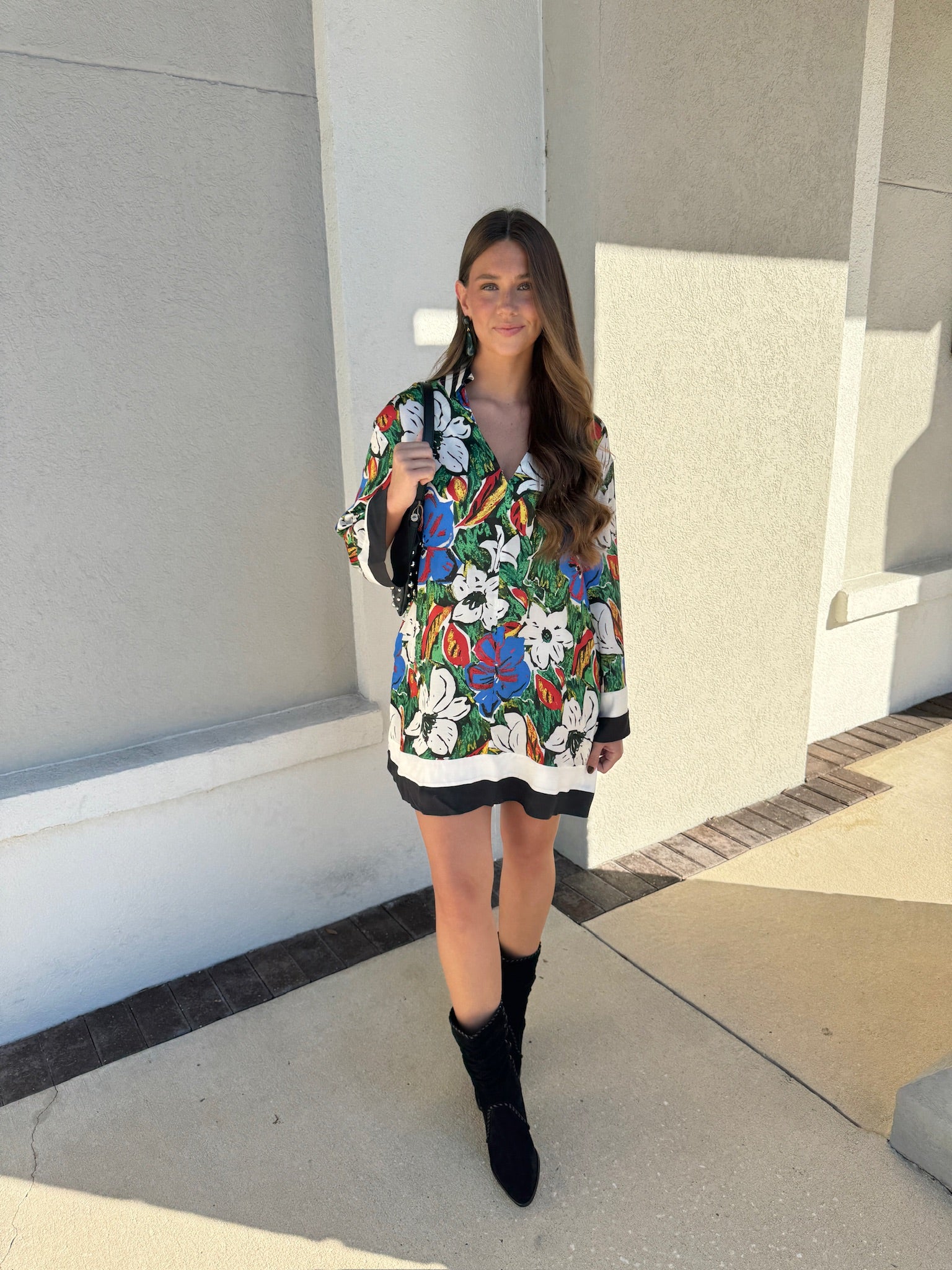 Diaz Long Sleeve Mini Dress full body front