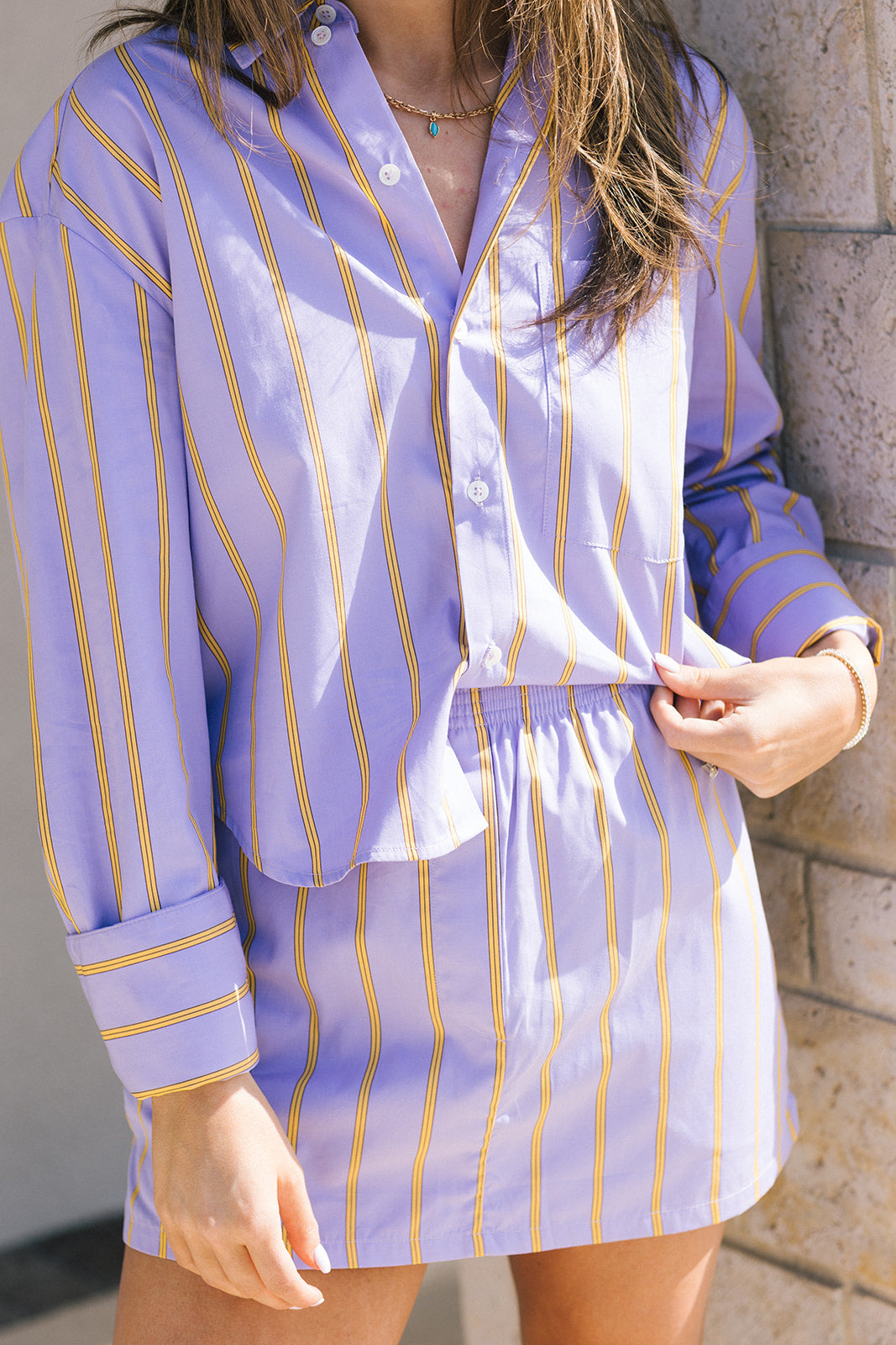 The Boxer Mini Skirt Stripe close up front
