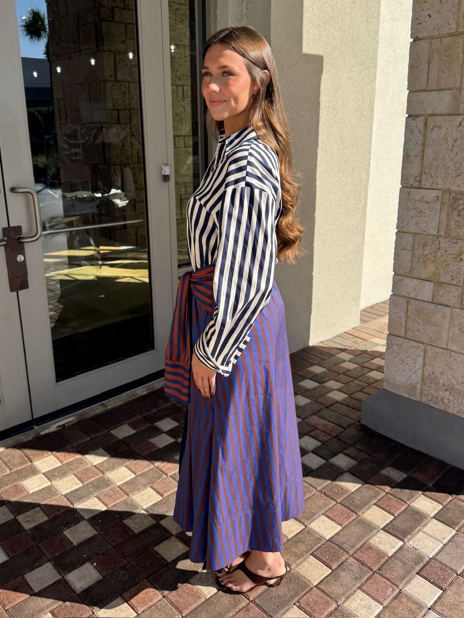Inna Poplin Stripe Maxi Dress side