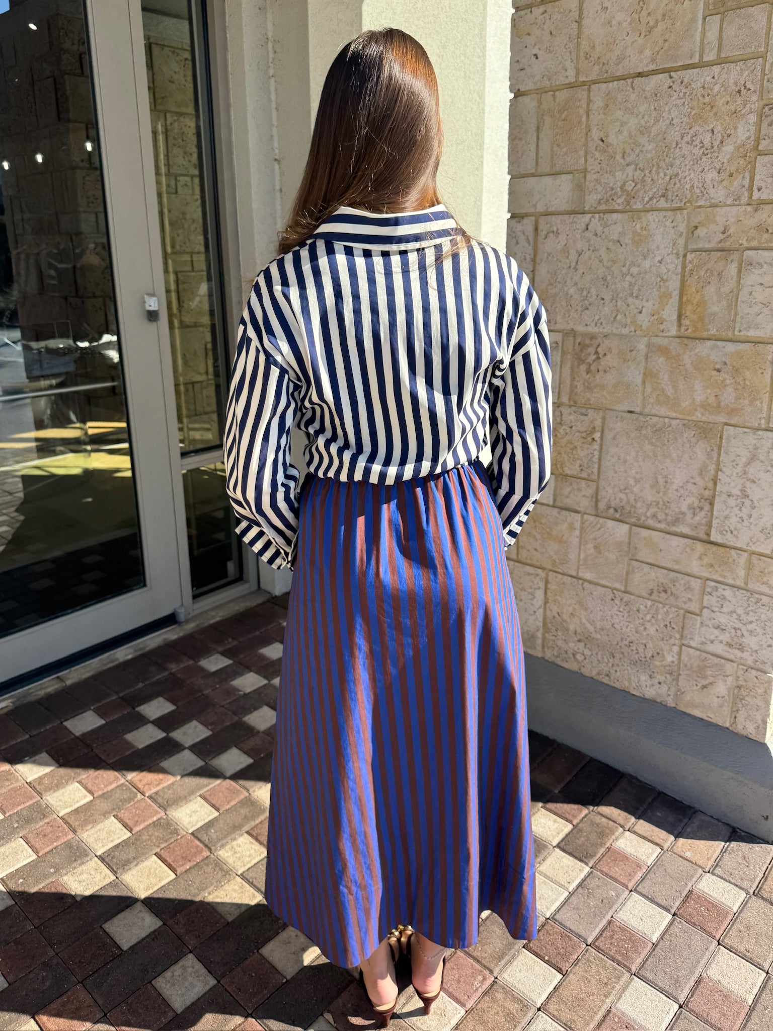 Inna Poplin Stripe Maxi Dress back