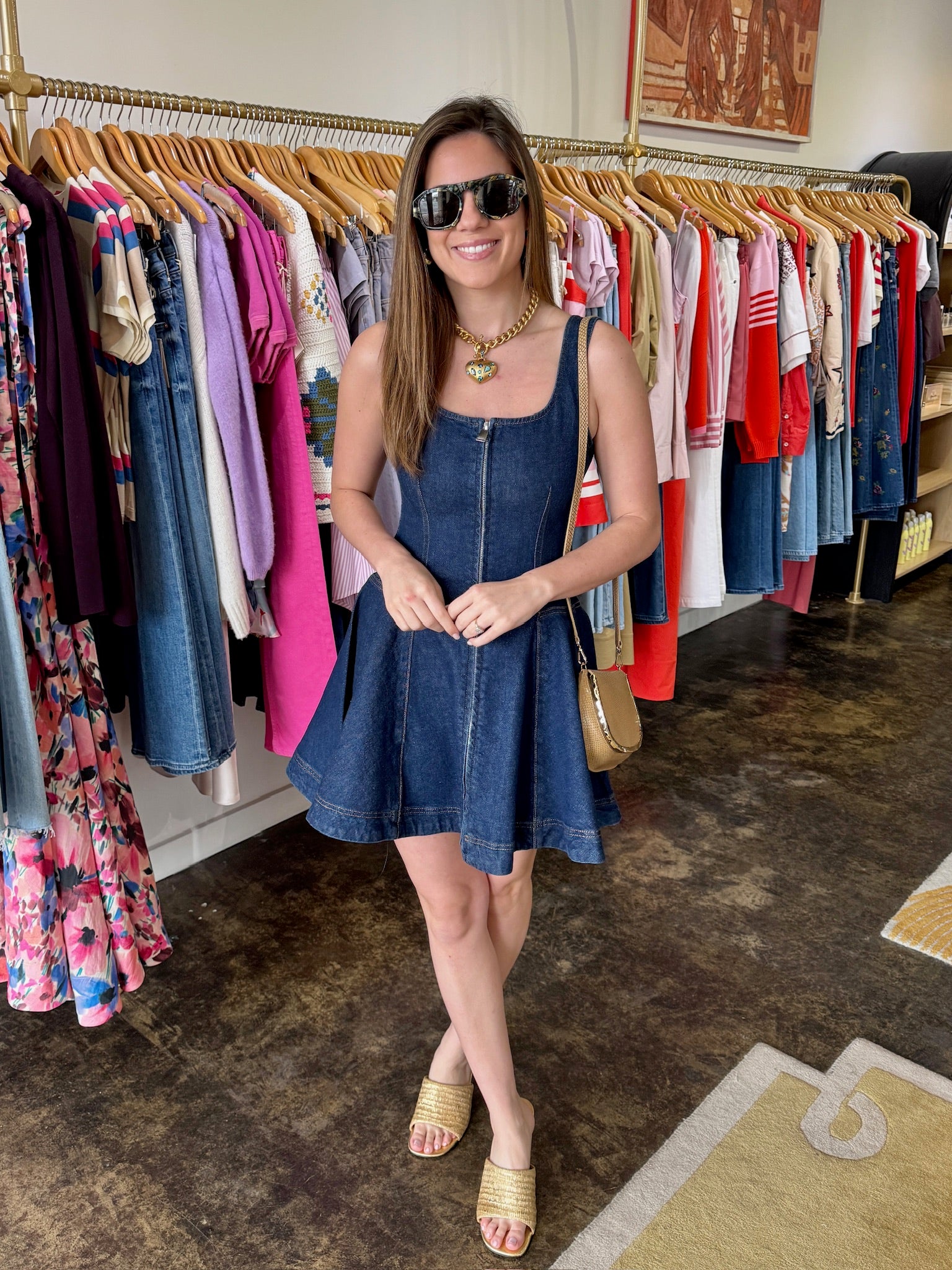 Eleodra Denim Mini Dress full body front