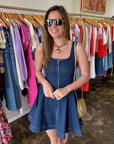 Eleodra Denim Mini Dress close up front