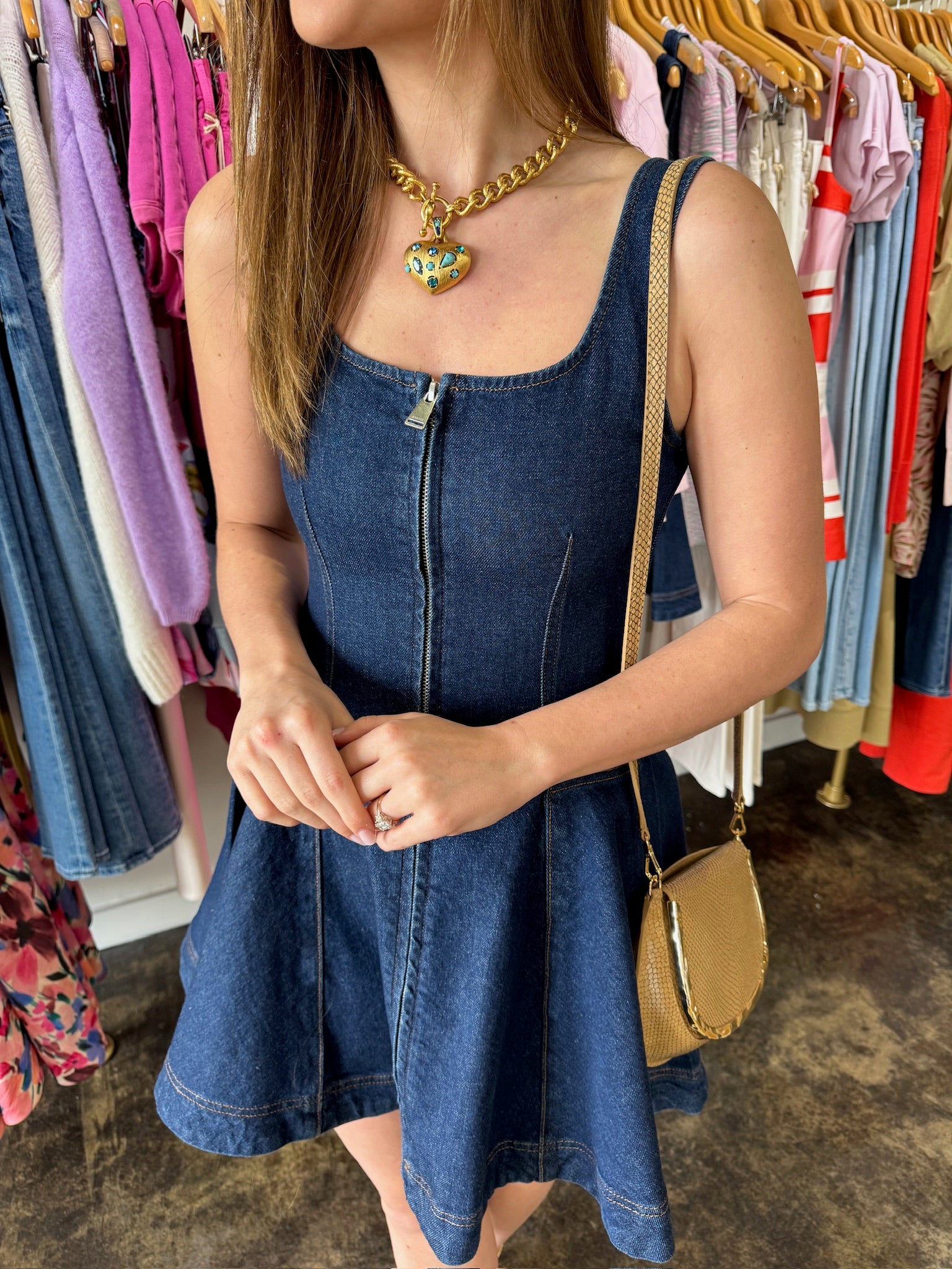 Eleodra Denim Mini Dress super close up