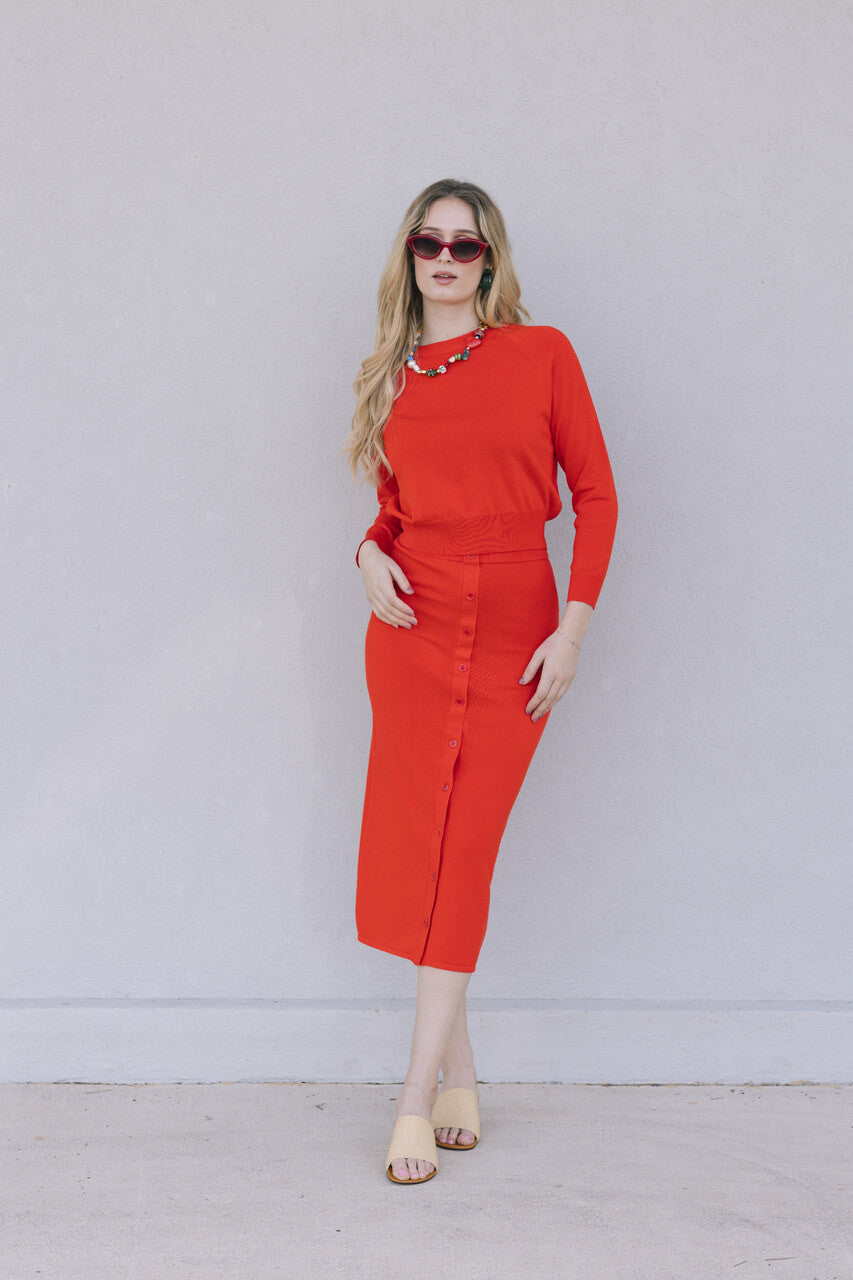 The Great the Button Front Sweater Skirt front full body