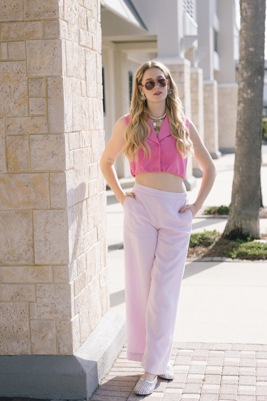 Favorite Daughter Wide Leg Linen Pant full body front