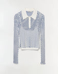 Textured blouse with a collar on a white background