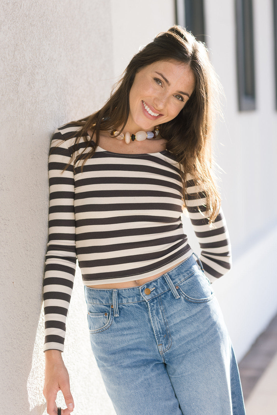 Anya Stripe Rib Top Front view