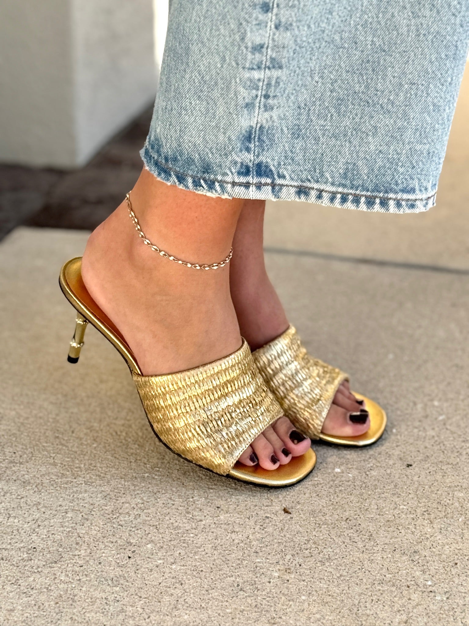 Playa Bamboo Heel close up on feet