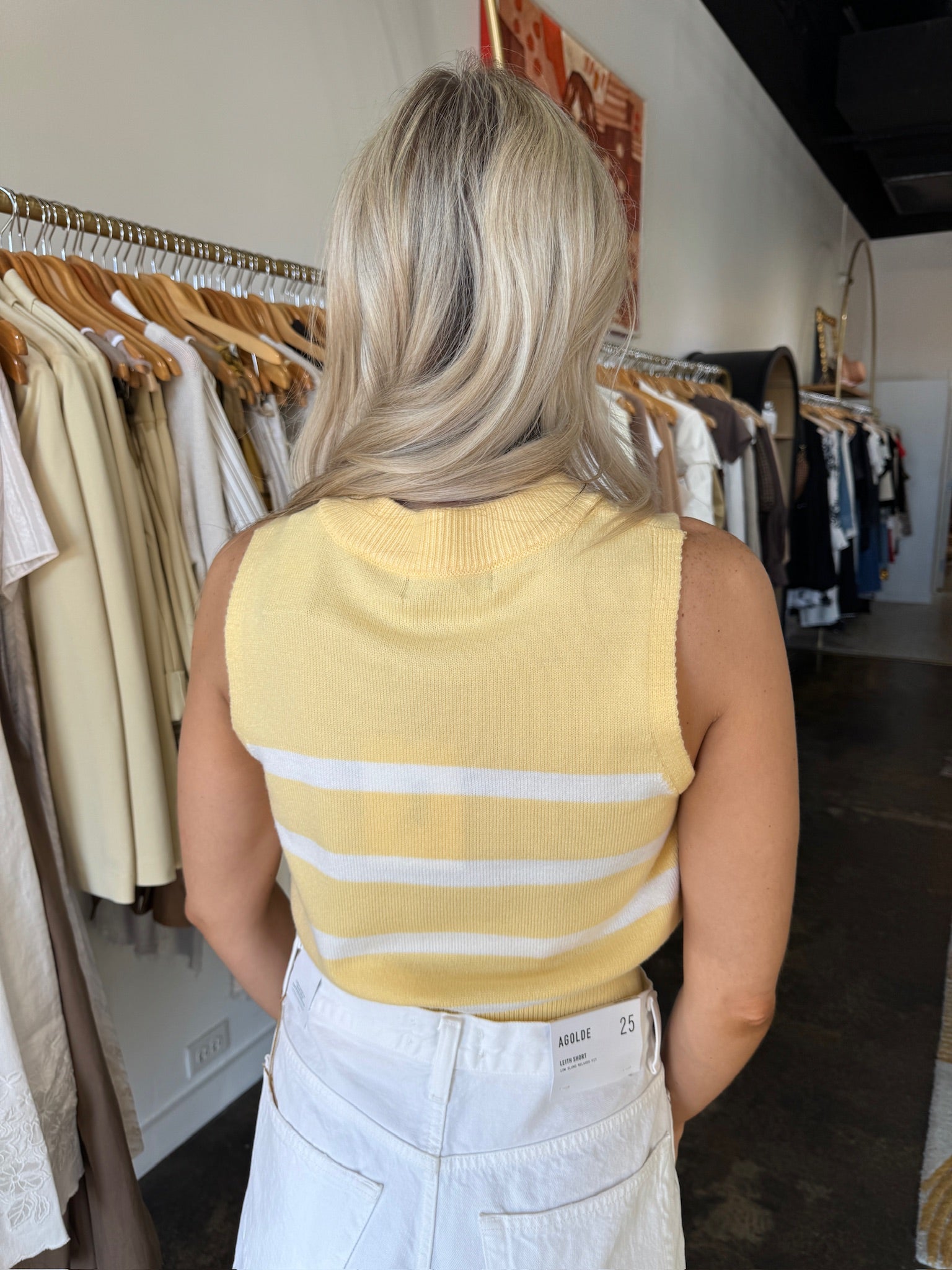 Mykonos Knit Stripe Vest back view