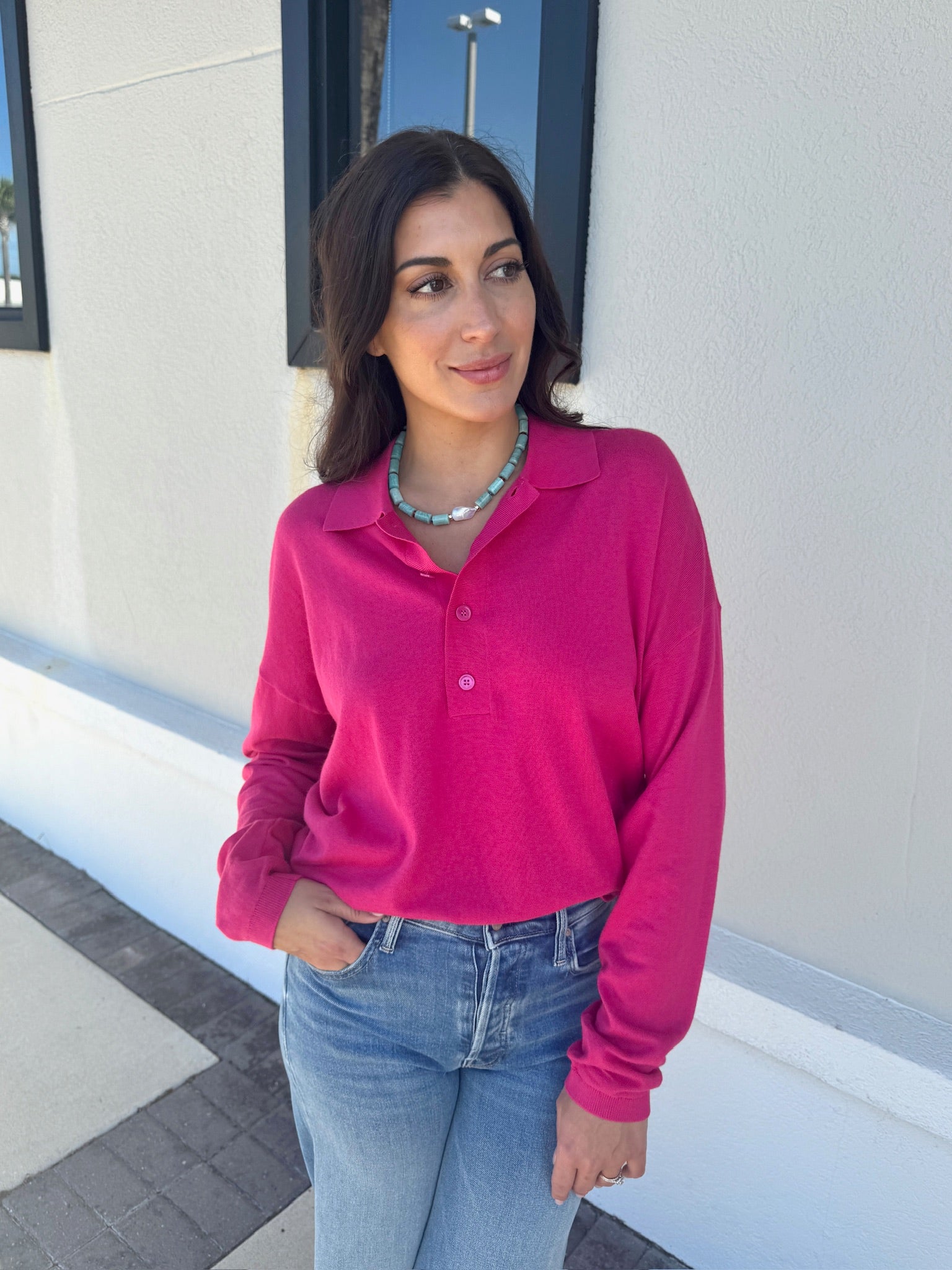 Collin Polo Sweater in Flamboyant front