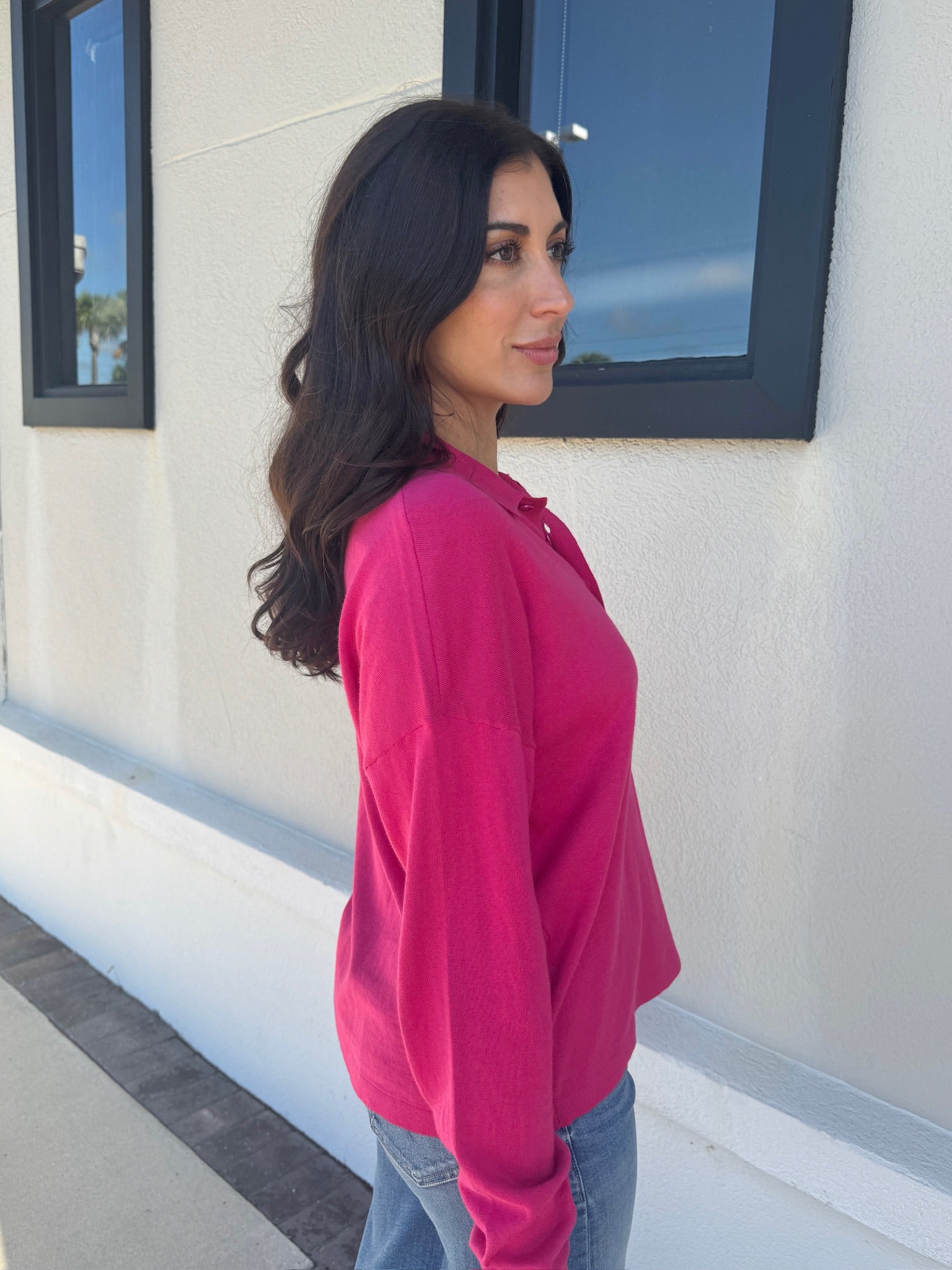 Collin Polo Sweater in Flamboyant side