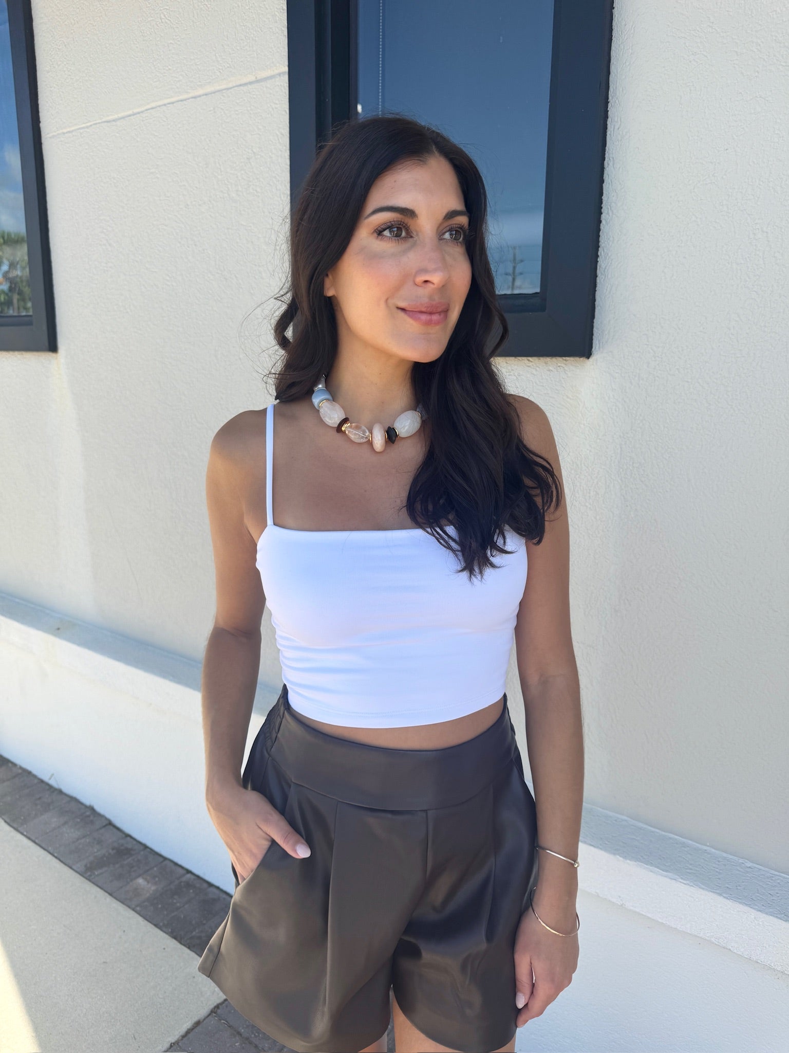 String Top at Waist in Sugar front