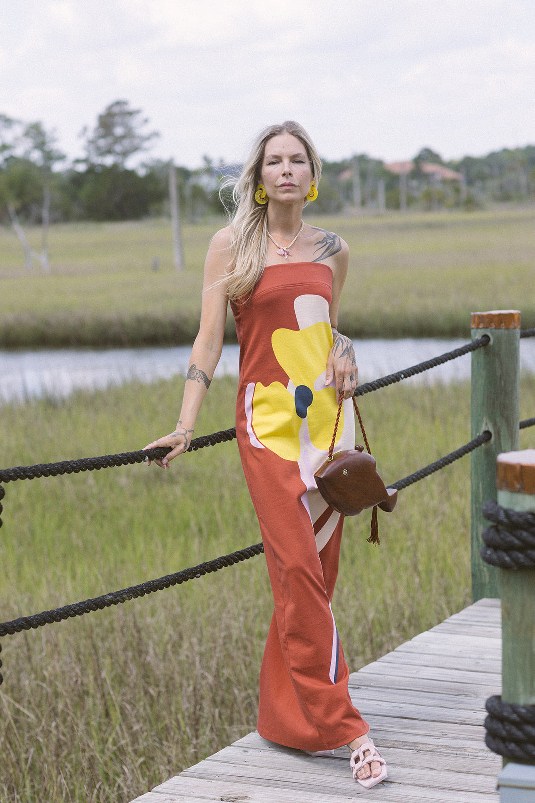 Jannik Strapless Print Dress full body front