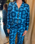 Long Sleeve PJ Pant Set in Chloe Marlin close up front