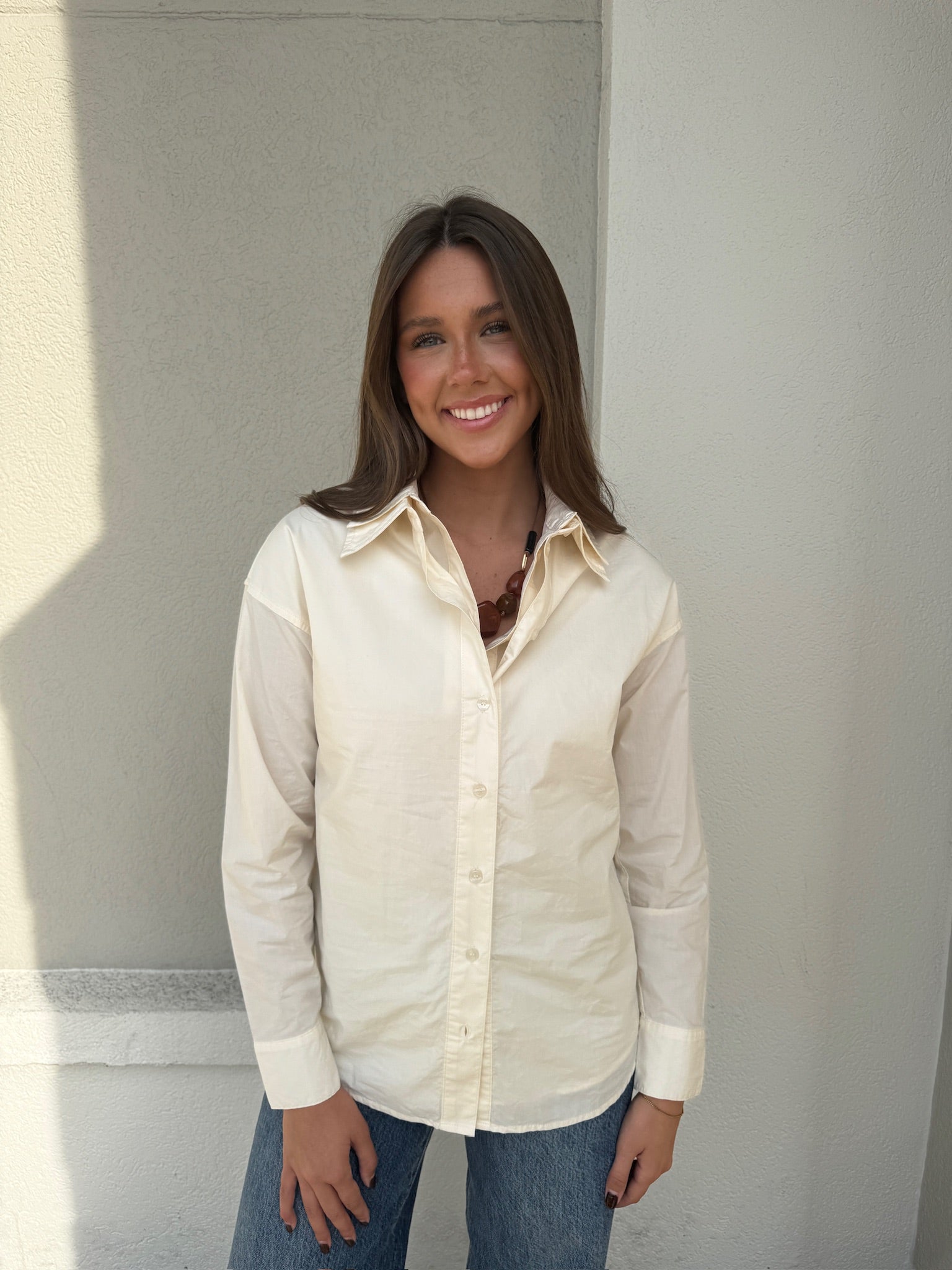 Palermo Double Layer Long Sleeve Top untucked