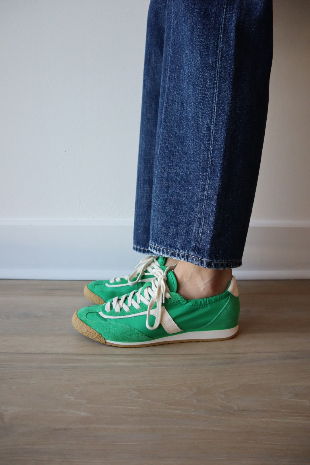 Sariya Tennis Shoe in Green Nylon side view