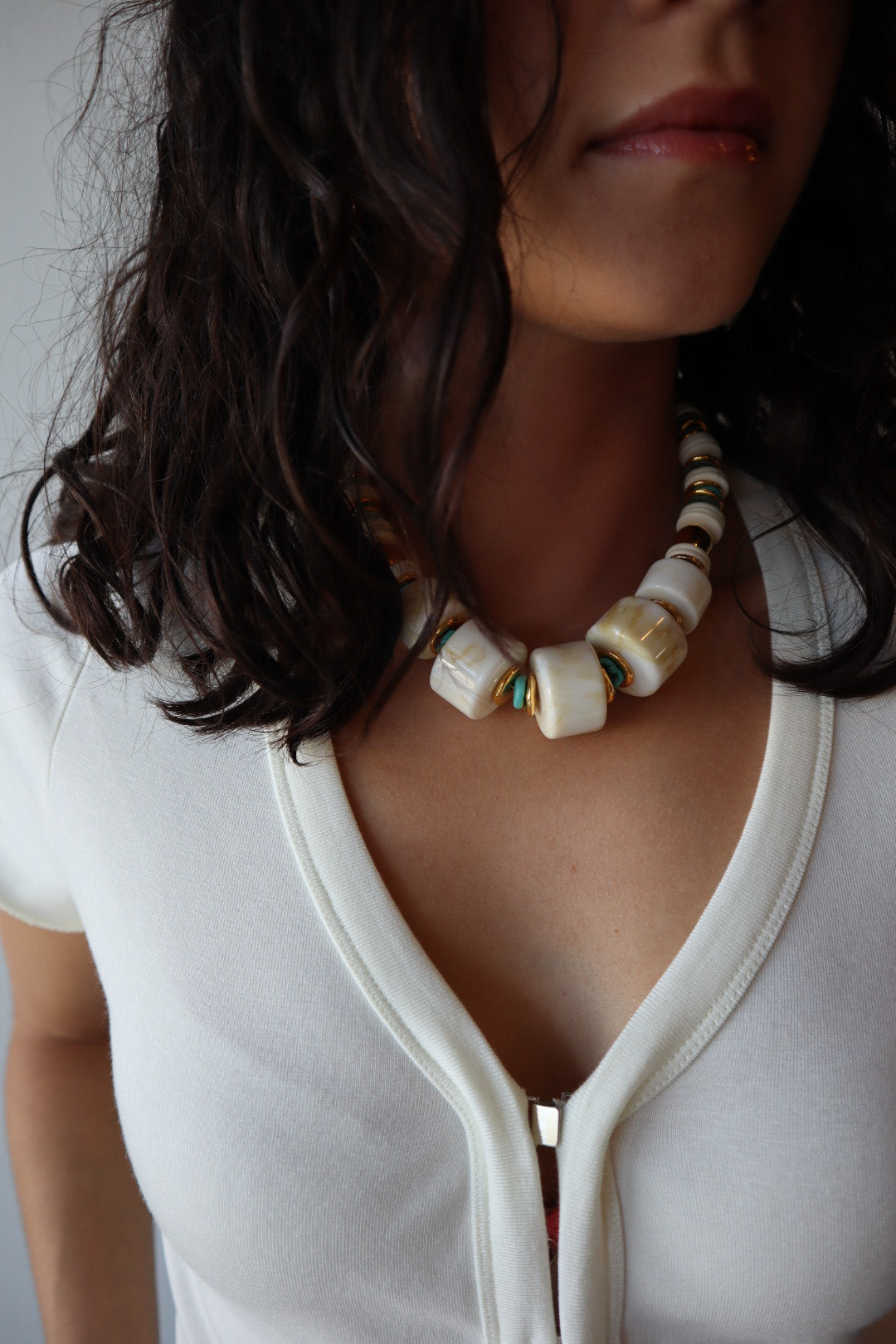 Granada Necklace in Blanco on model