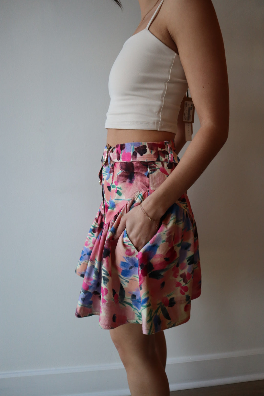 Isla Print Denim Skirt side view