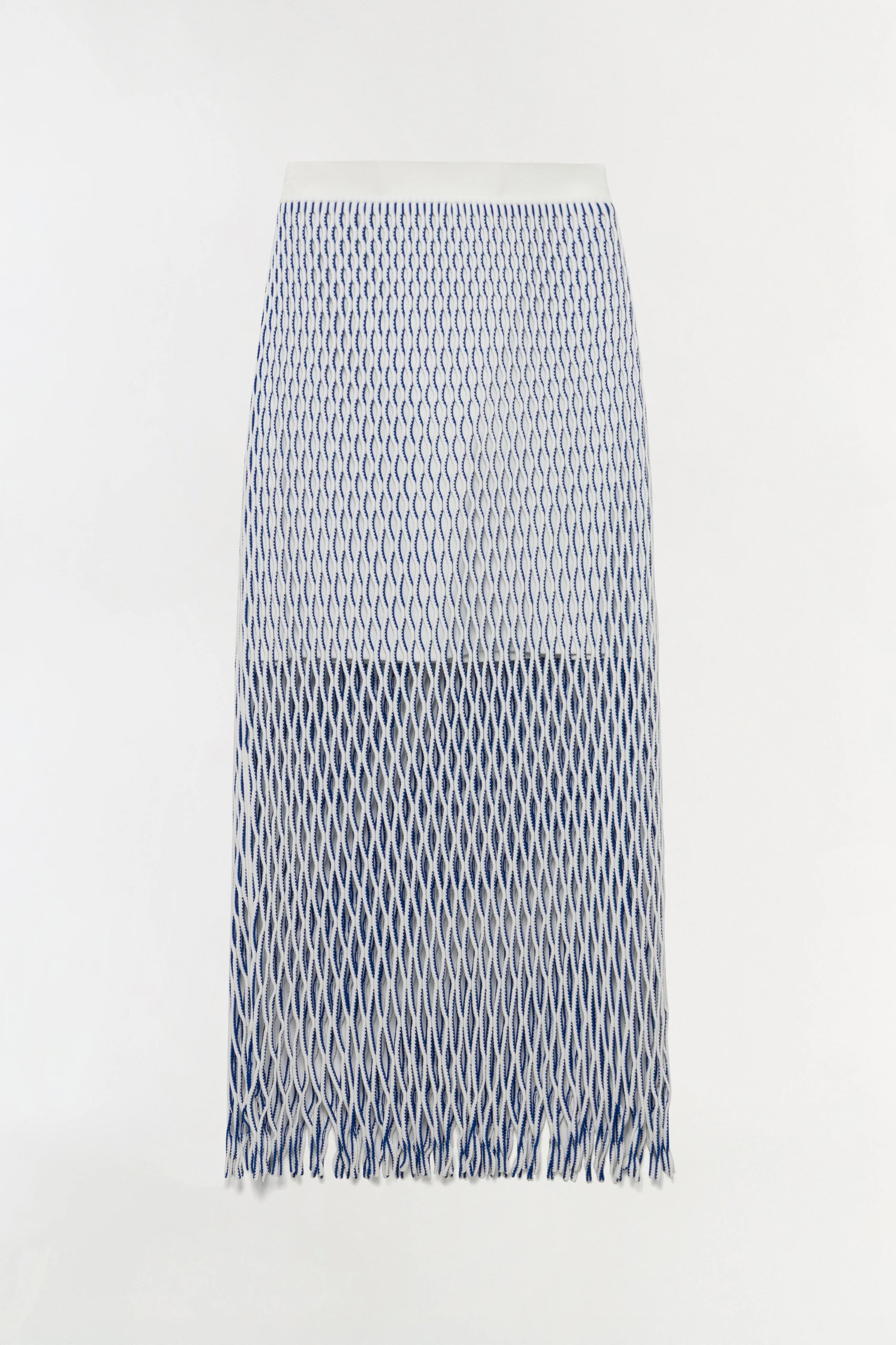 Textured scarf with a geometric pattern on a white background
