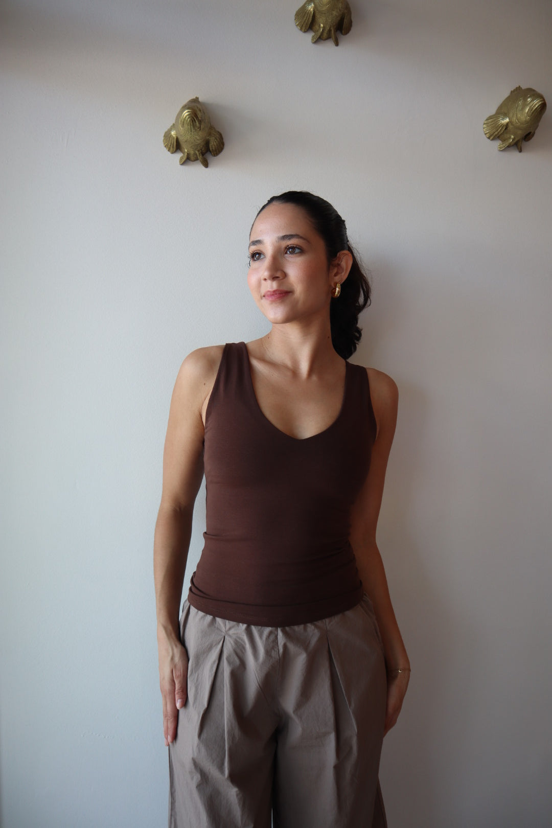 Valentino Tank in Mocha front view
