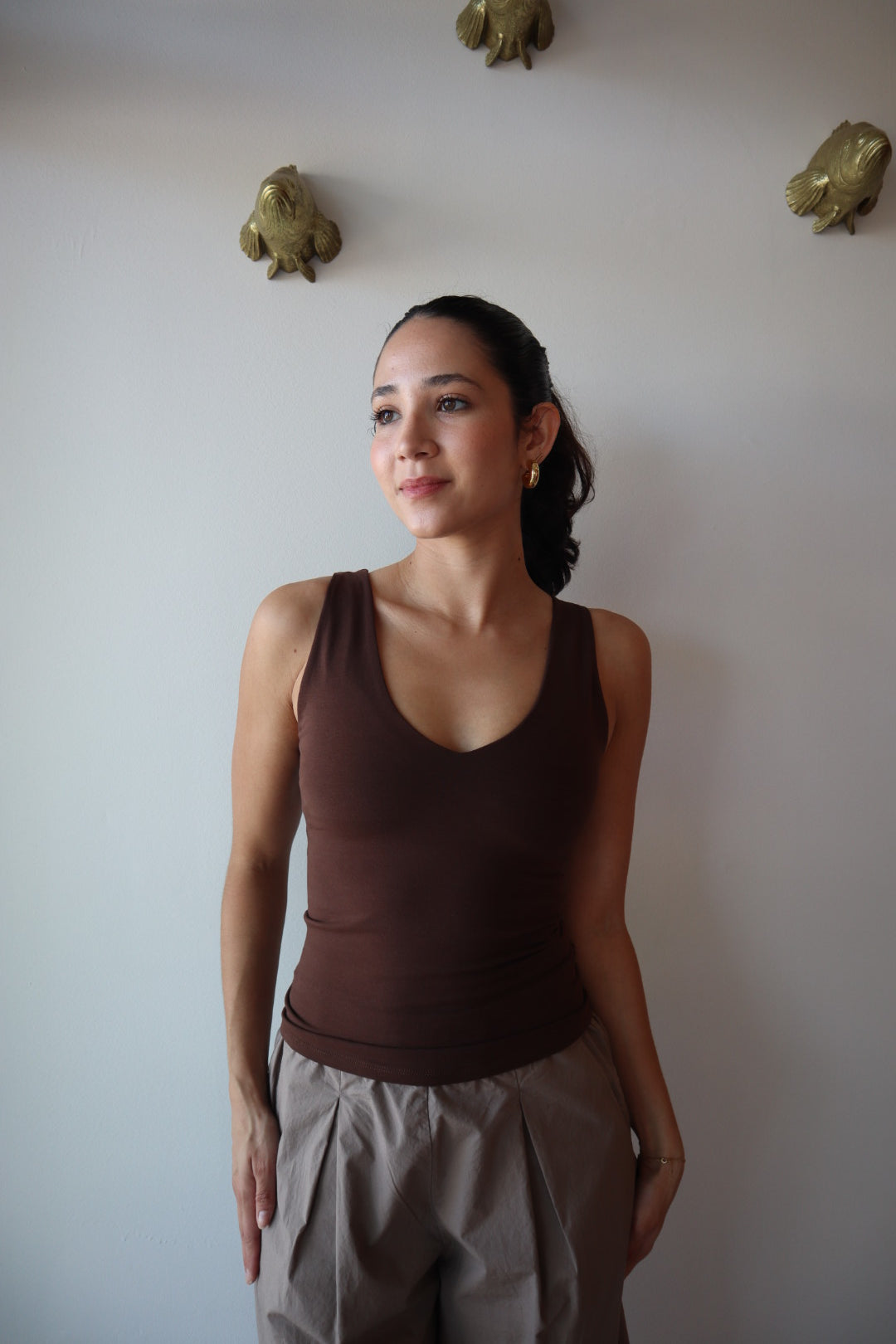 Valentino Tank in Mocha front