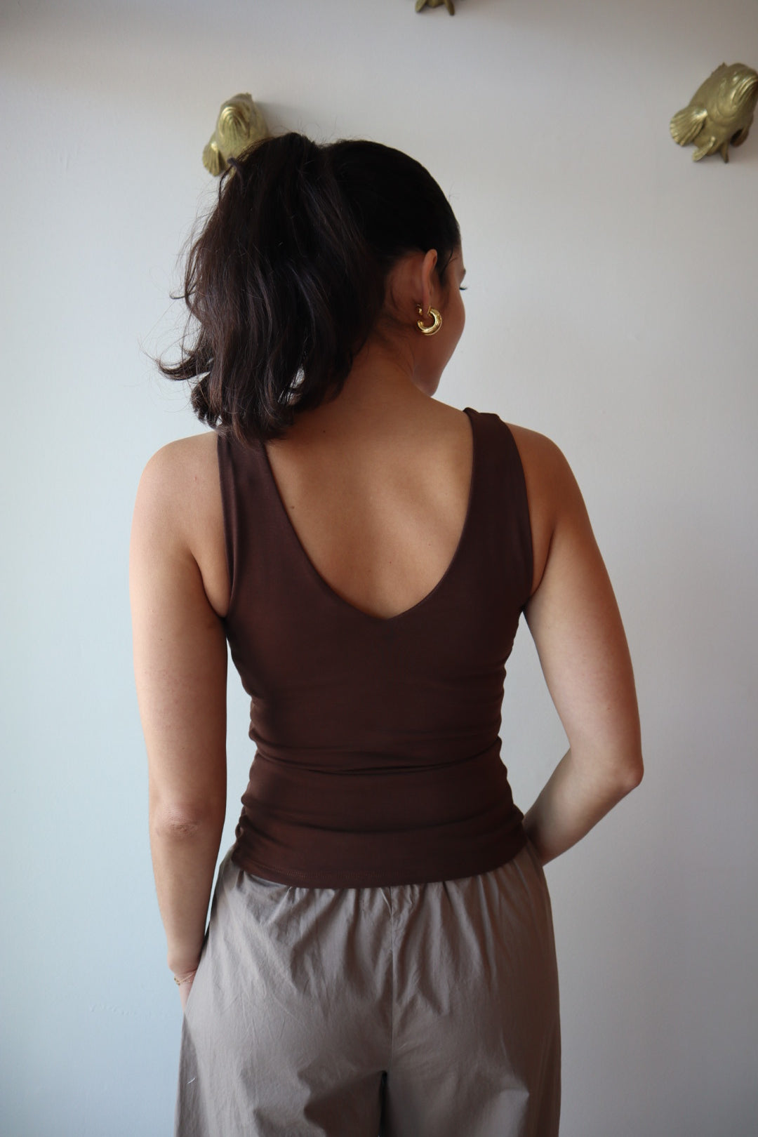 Valentino Tank in Mocha back