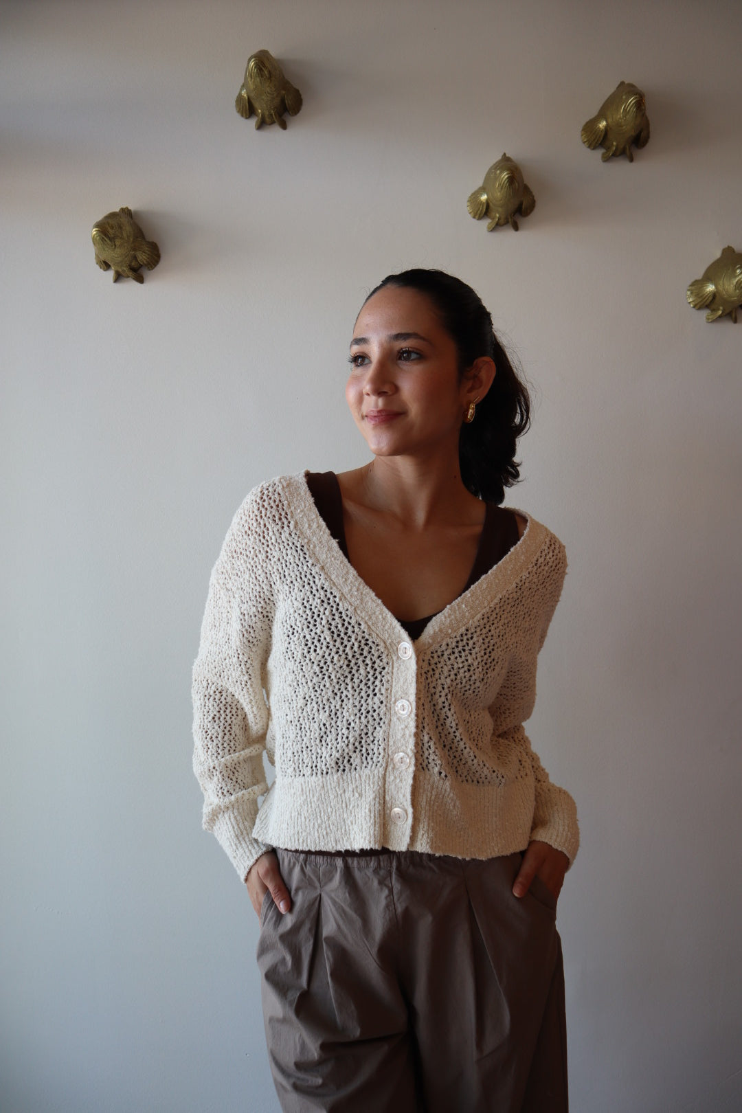 Bradshaw Boucle Cardigan close up front view