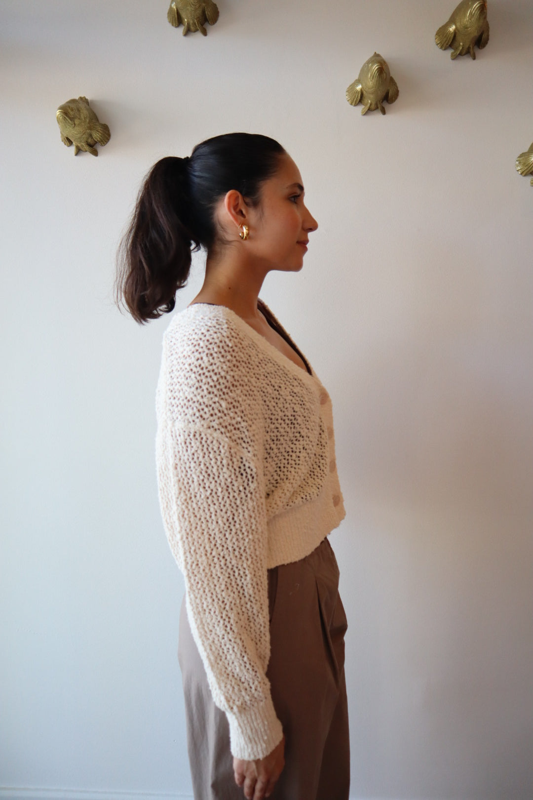 Bradshaw Boucle Cardigan close up side view
