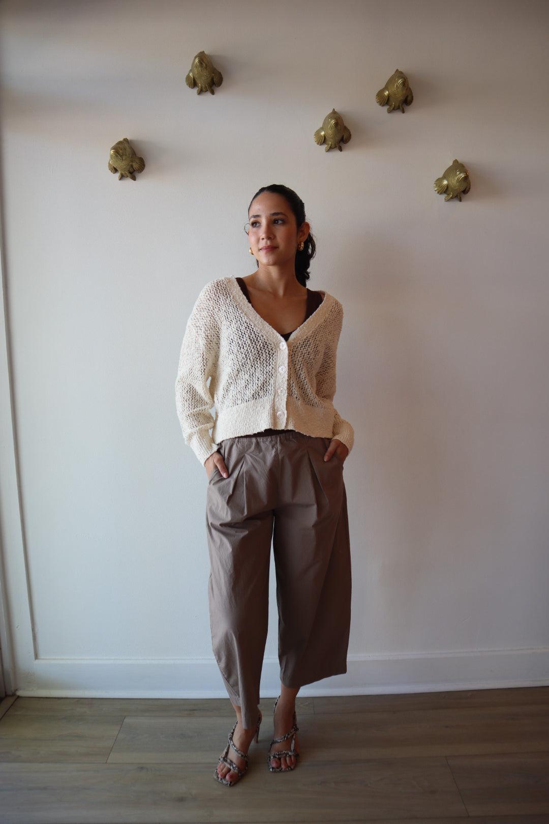Bradshaw Boucle Cardigan full body front view