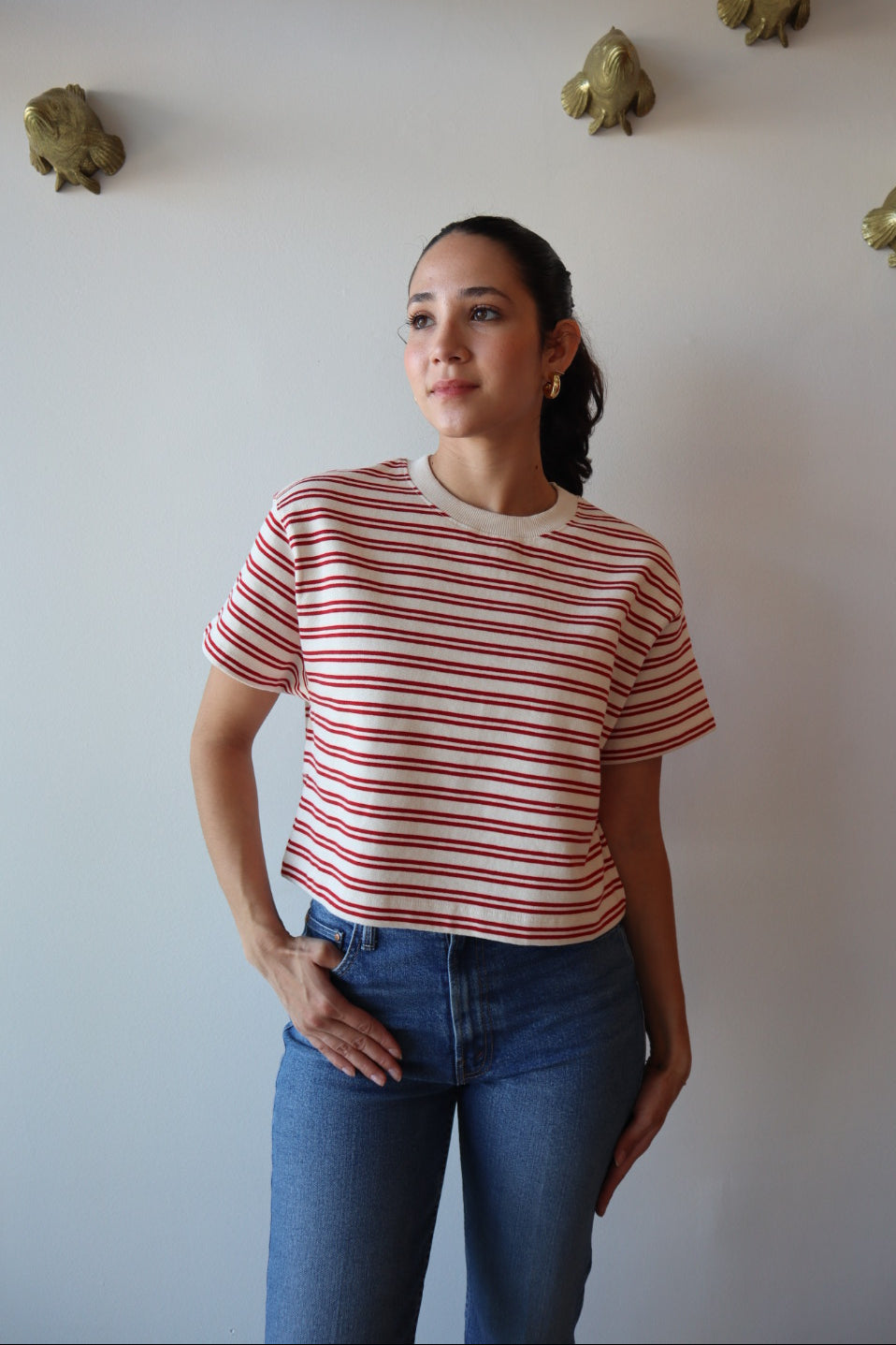 Brissa Short Sleeve Stripe Tee close up front