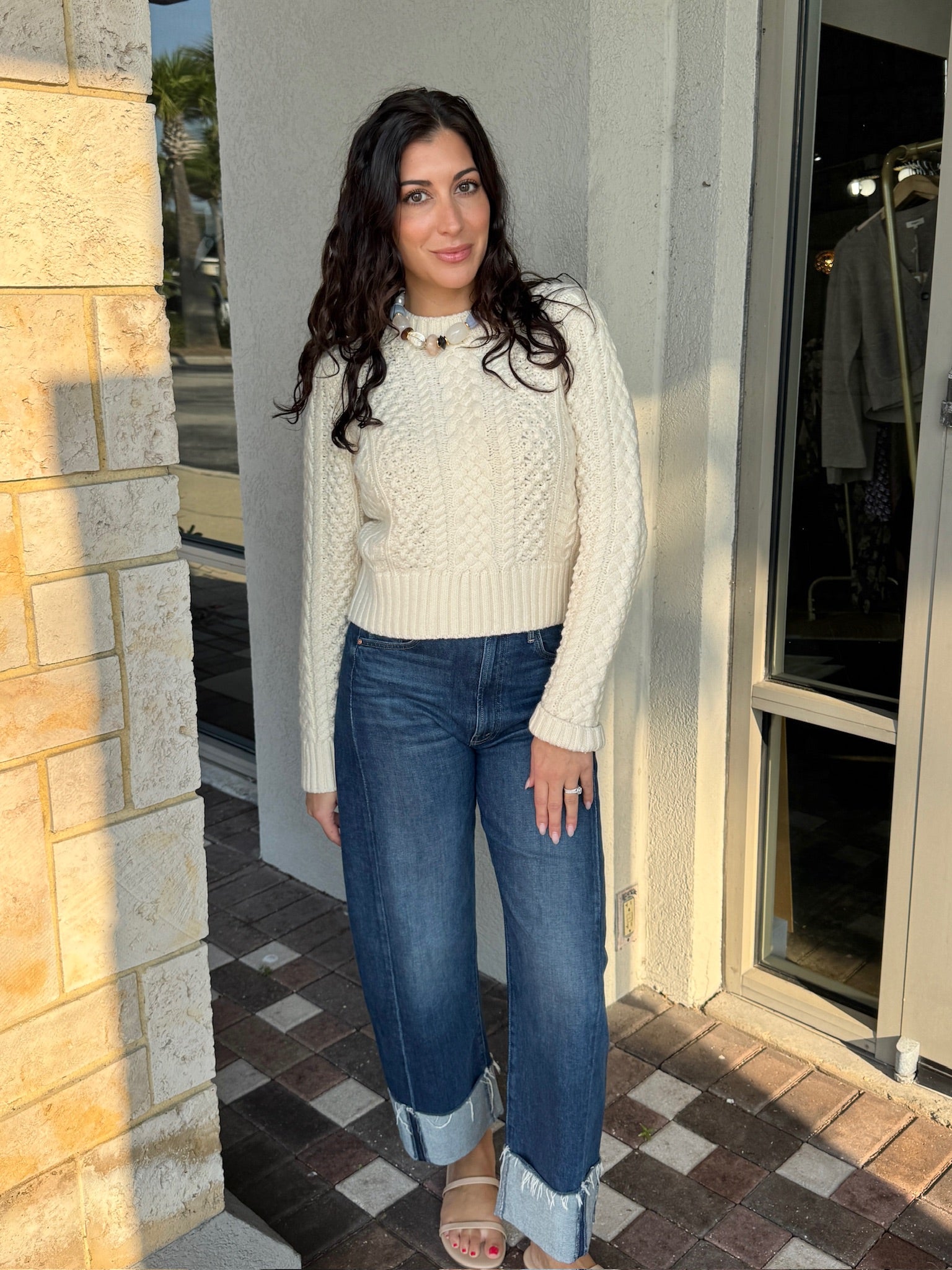 Quinn Shrunken Fisherman Sweater full body
