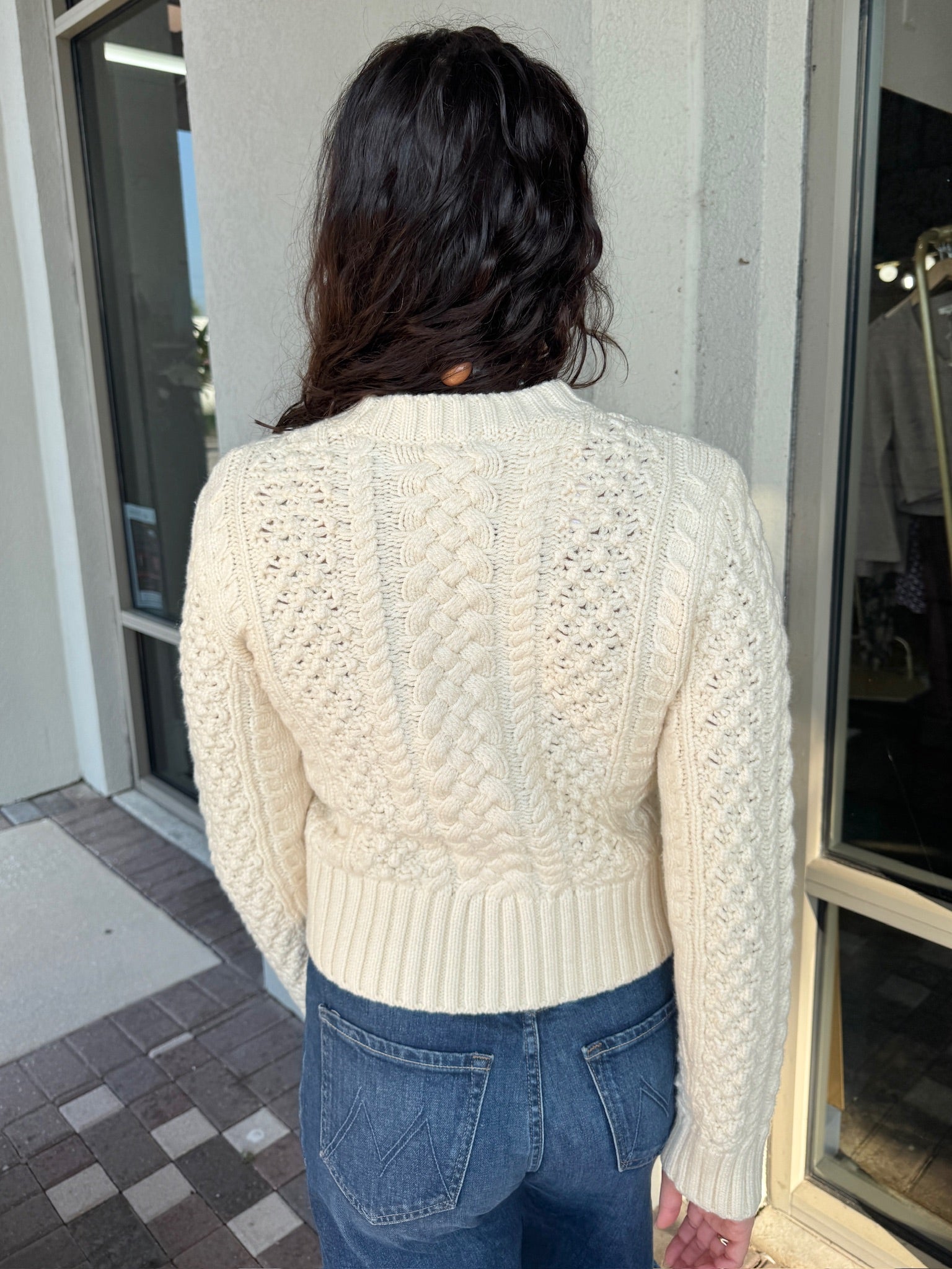 Quinn Shrunken Fisherman Sweater back view