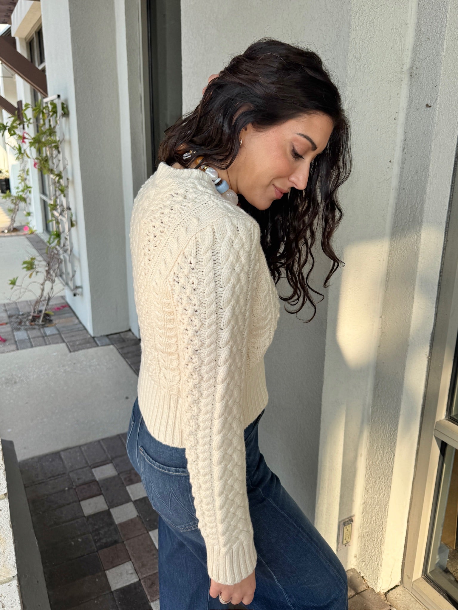 Quinn Shrunken Fisherman Sweater side view