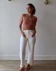 Scoop Ribbed Tank in Mocha full body front view