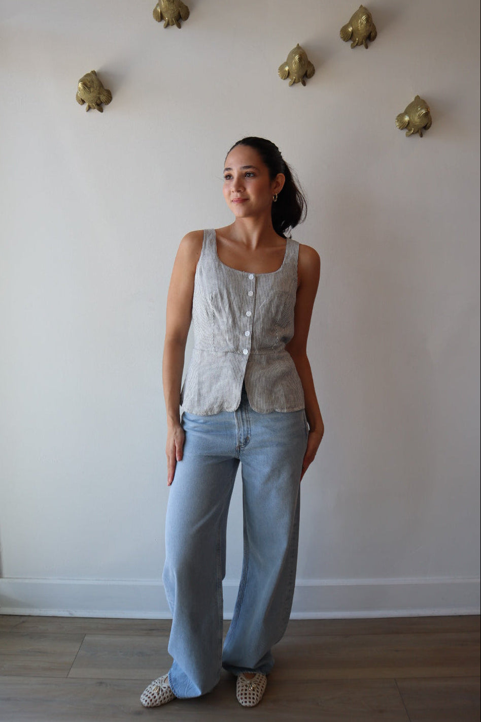 Piper Peplum Vest full body front view